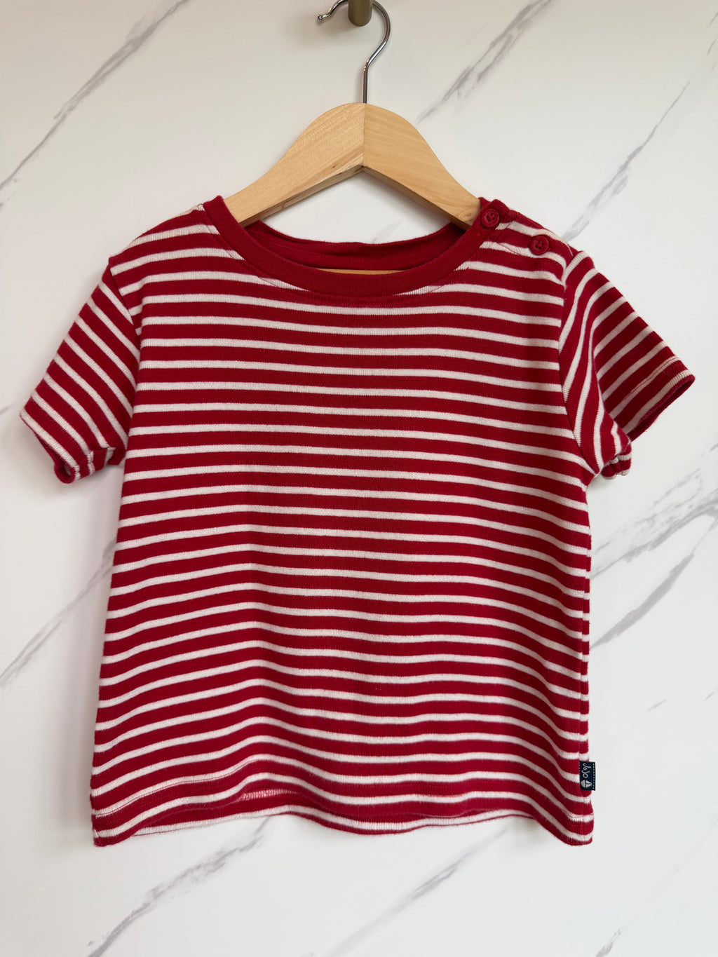 JoJo Maman Bebe Red & White Striped T-Shirt Age 3-4 Years