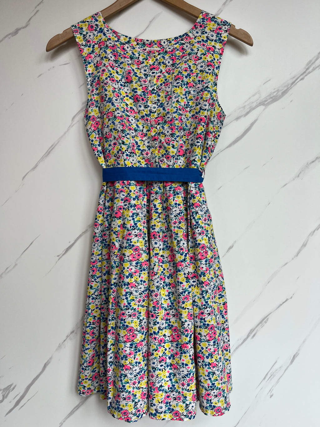 John Lewis Ditsy Floral Dress with Blue Sash Age 12 Years