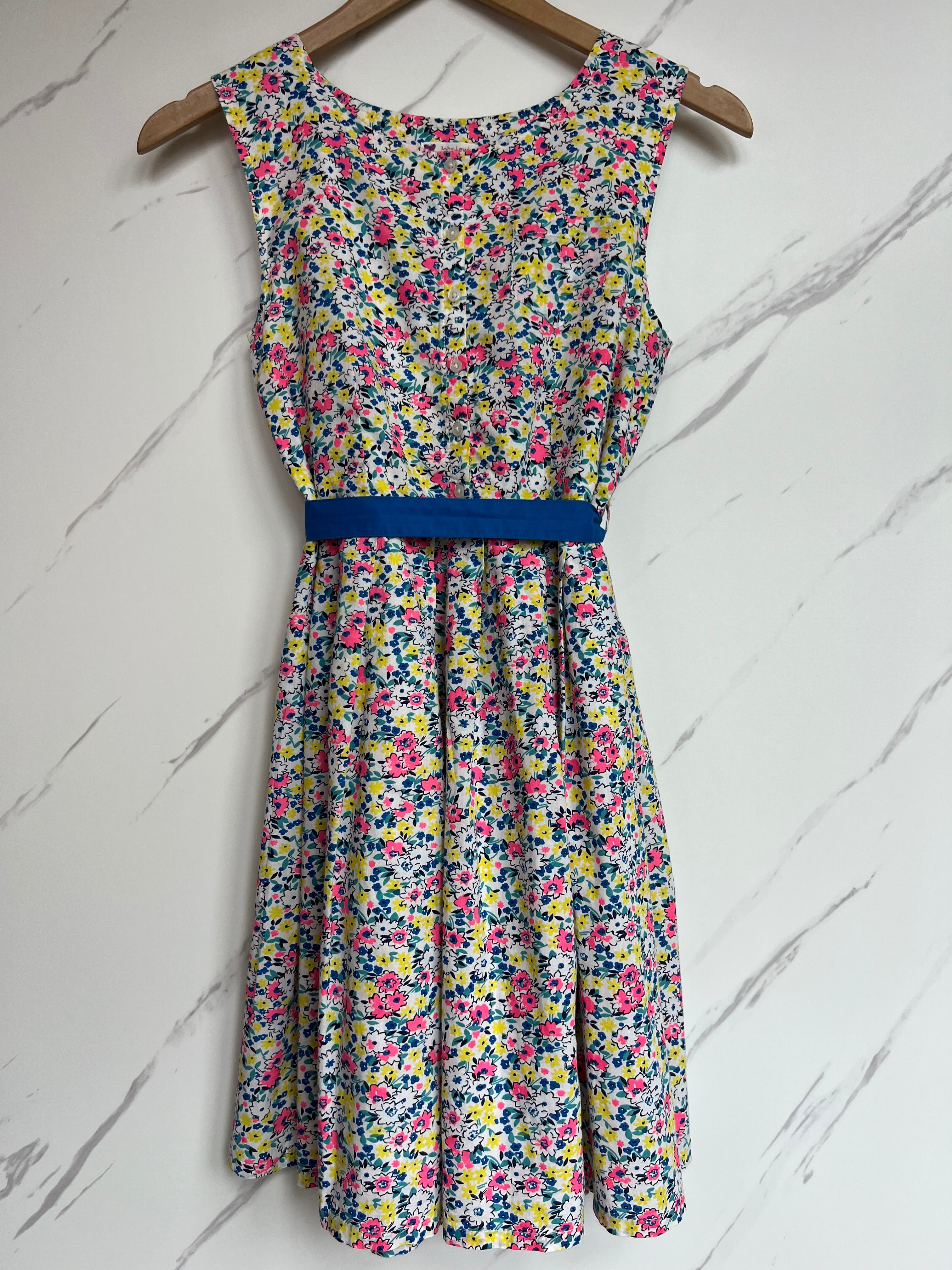 John Lewis Ditsy Floral Dress with Blue Sash Age 12 Years