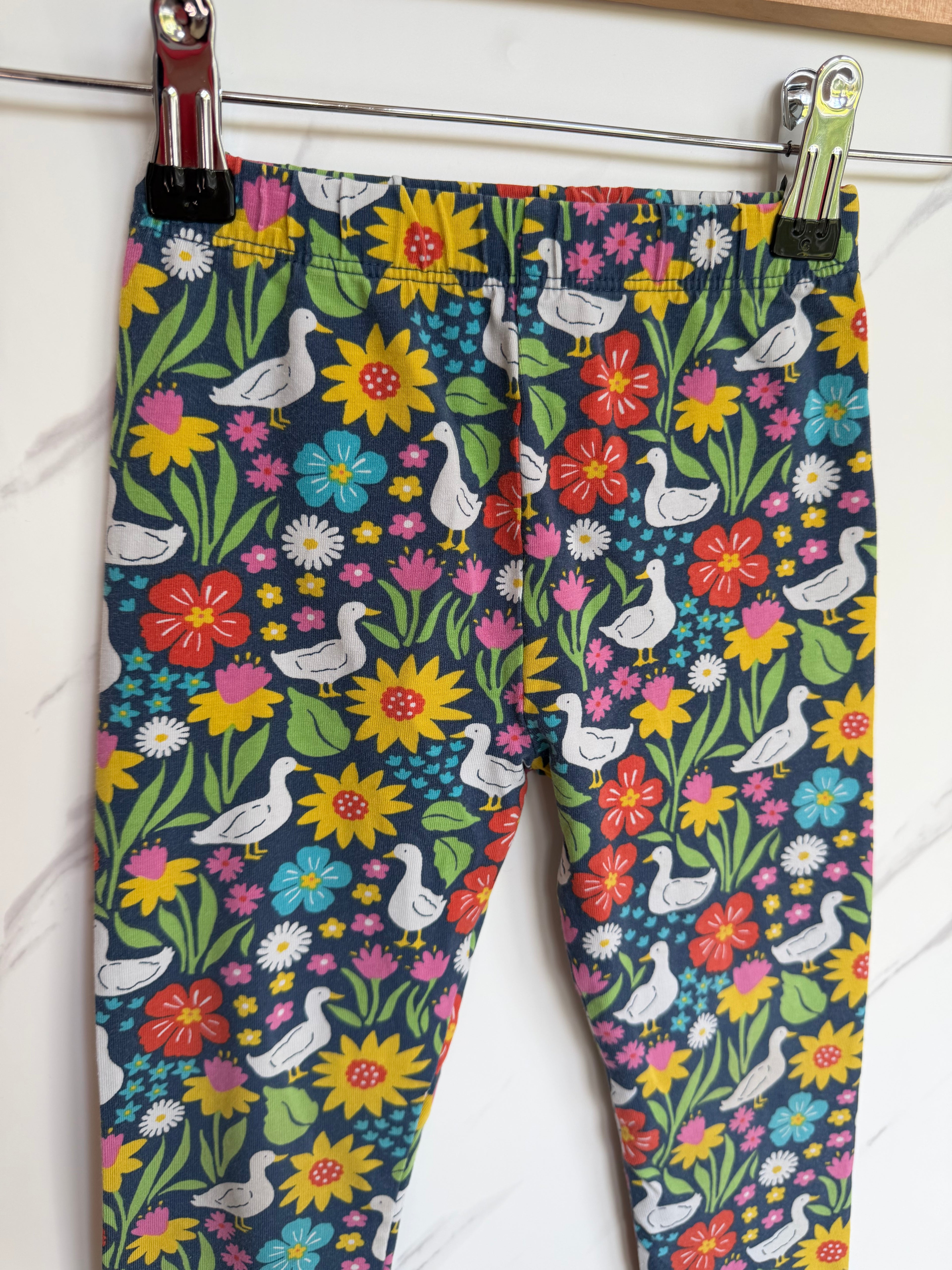 Frugi Navy Floral Duck Leggings Age 2-3 Years