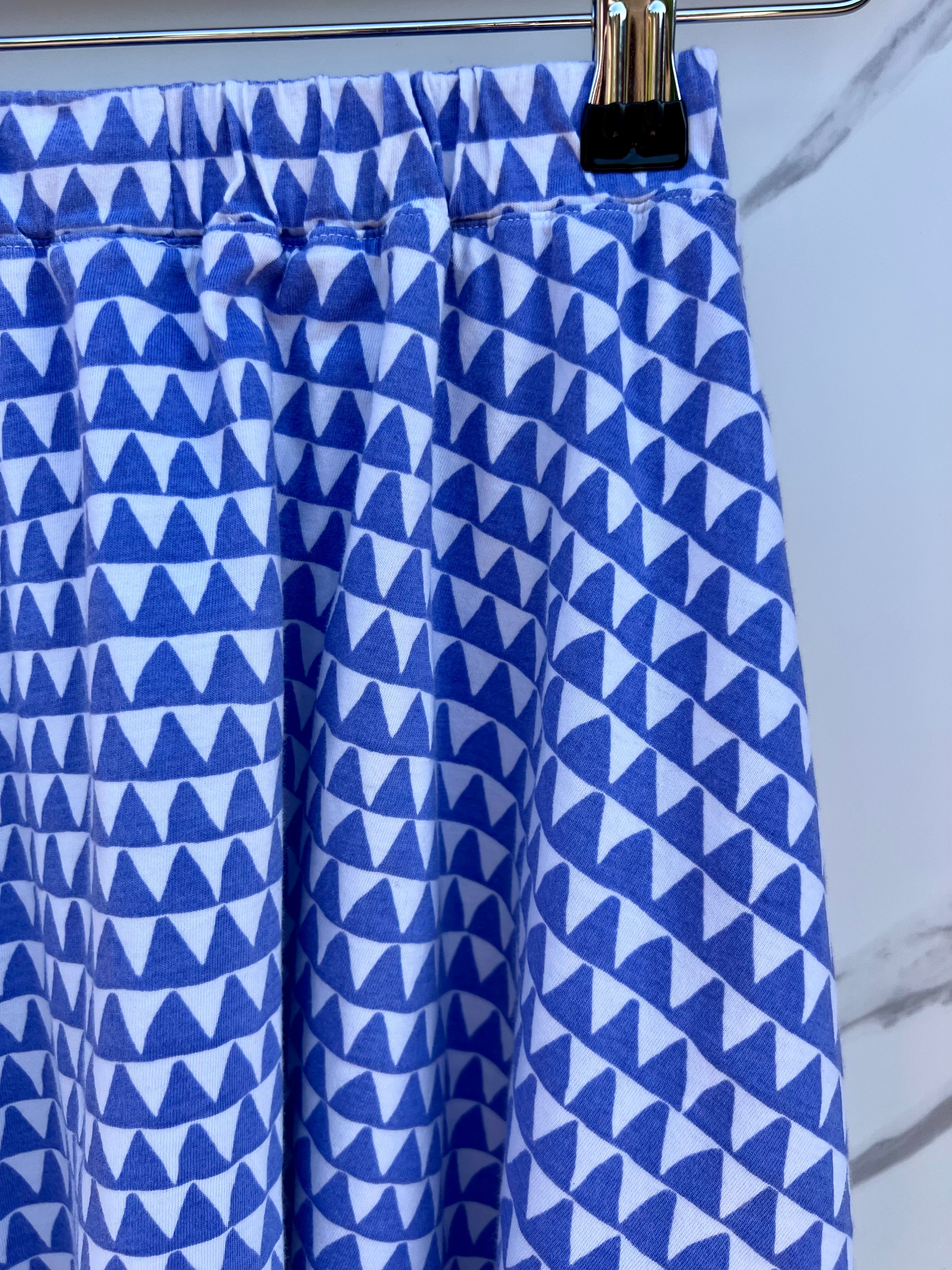 Joules Blue and White Triangle Pattern Skirt Age 5-6 years