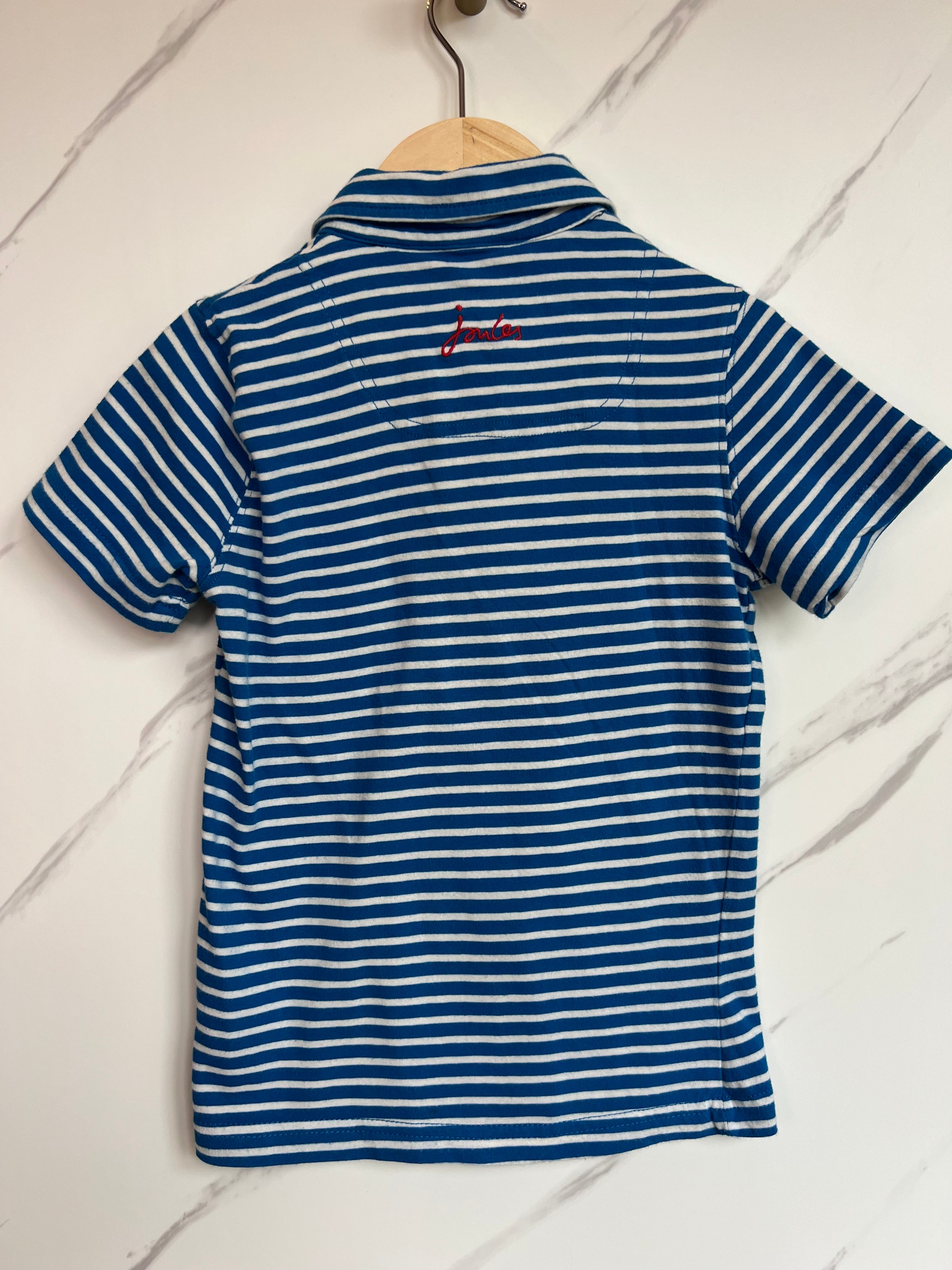 Joules Blue Striped Polo Shirt Age 5 Years
