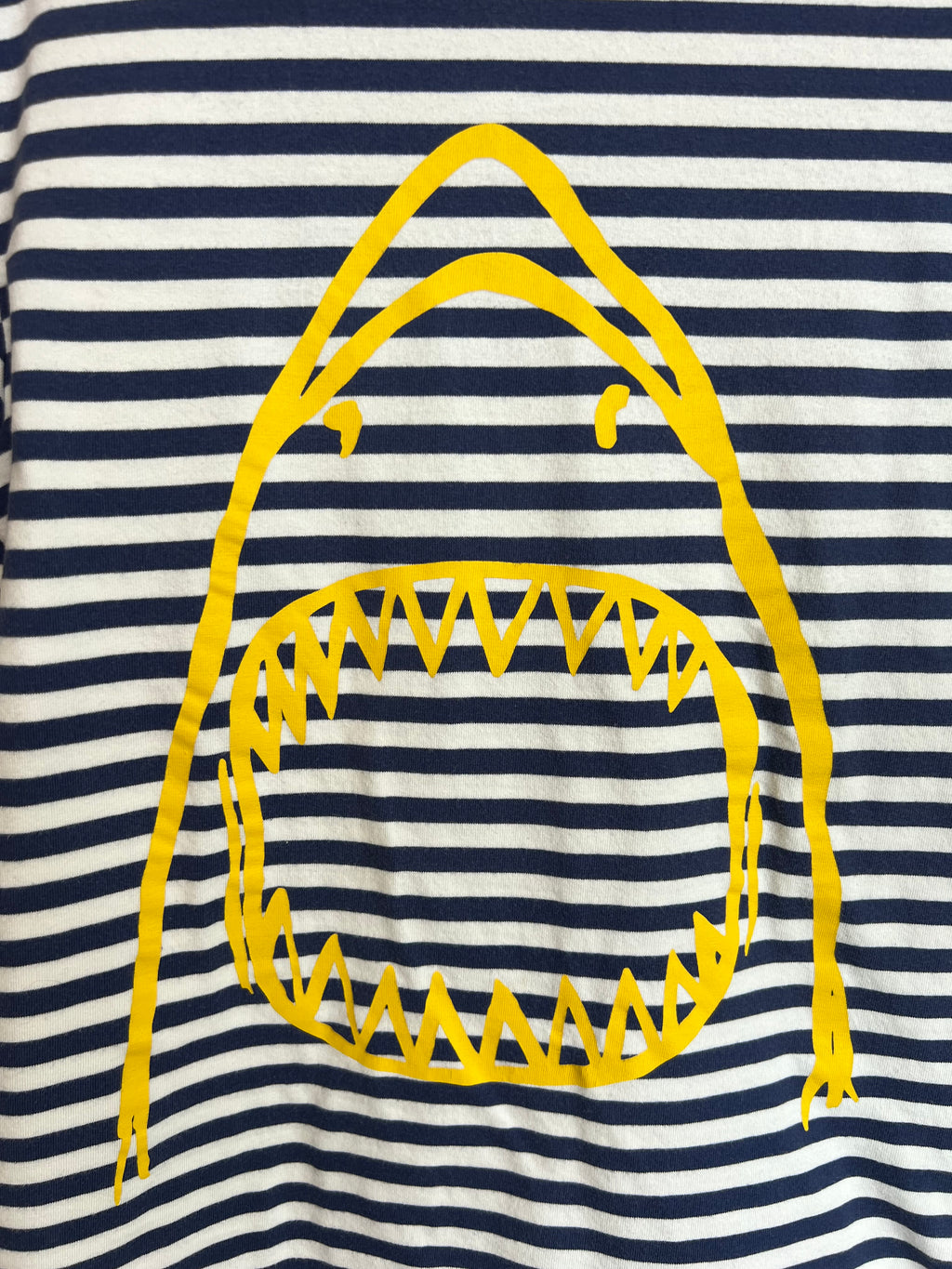 Boden Navy Striped Shark T-Shirt Age 9-10 Years