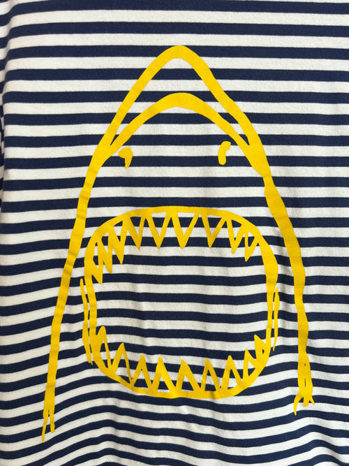Boden Navy Striped Shark T-Shirt Age 9-10 Years