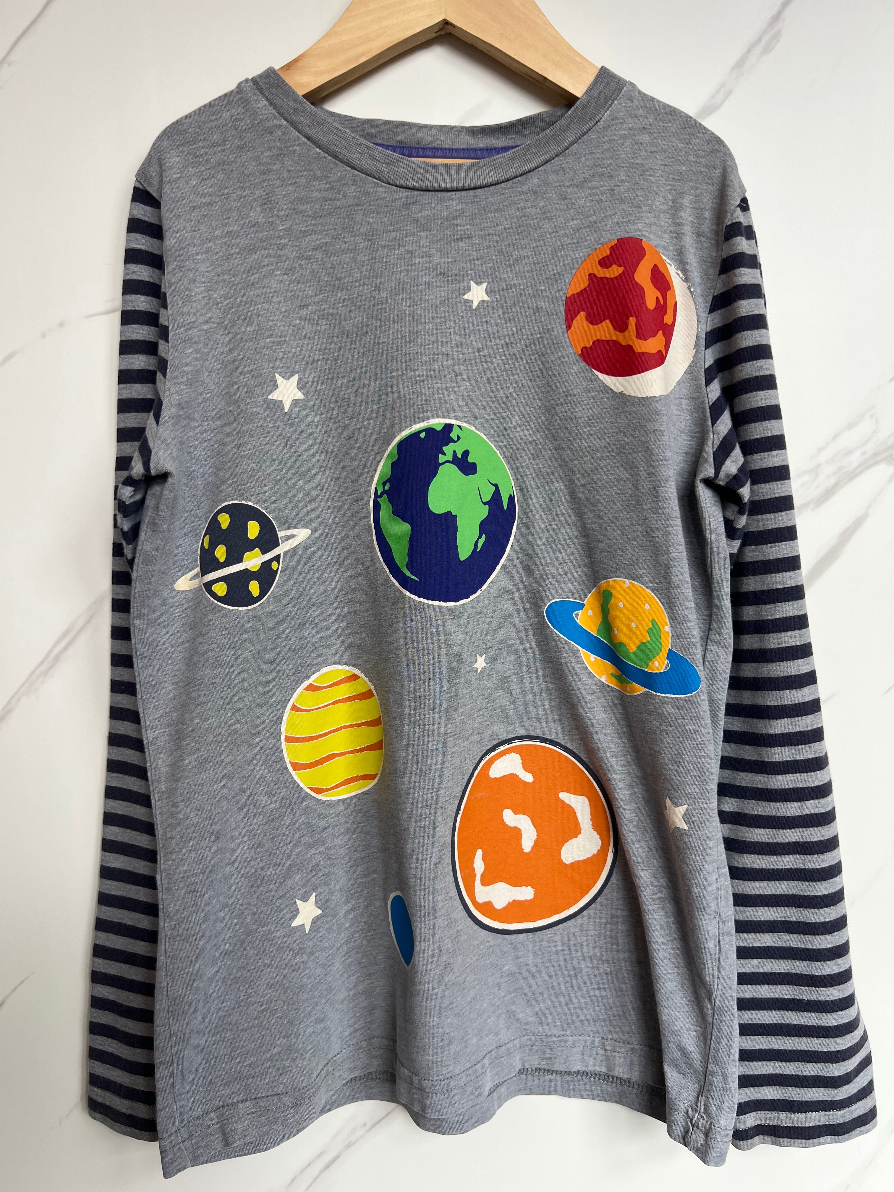 Boden Grey Planets Long Sleeved Top Age 9-10 Years