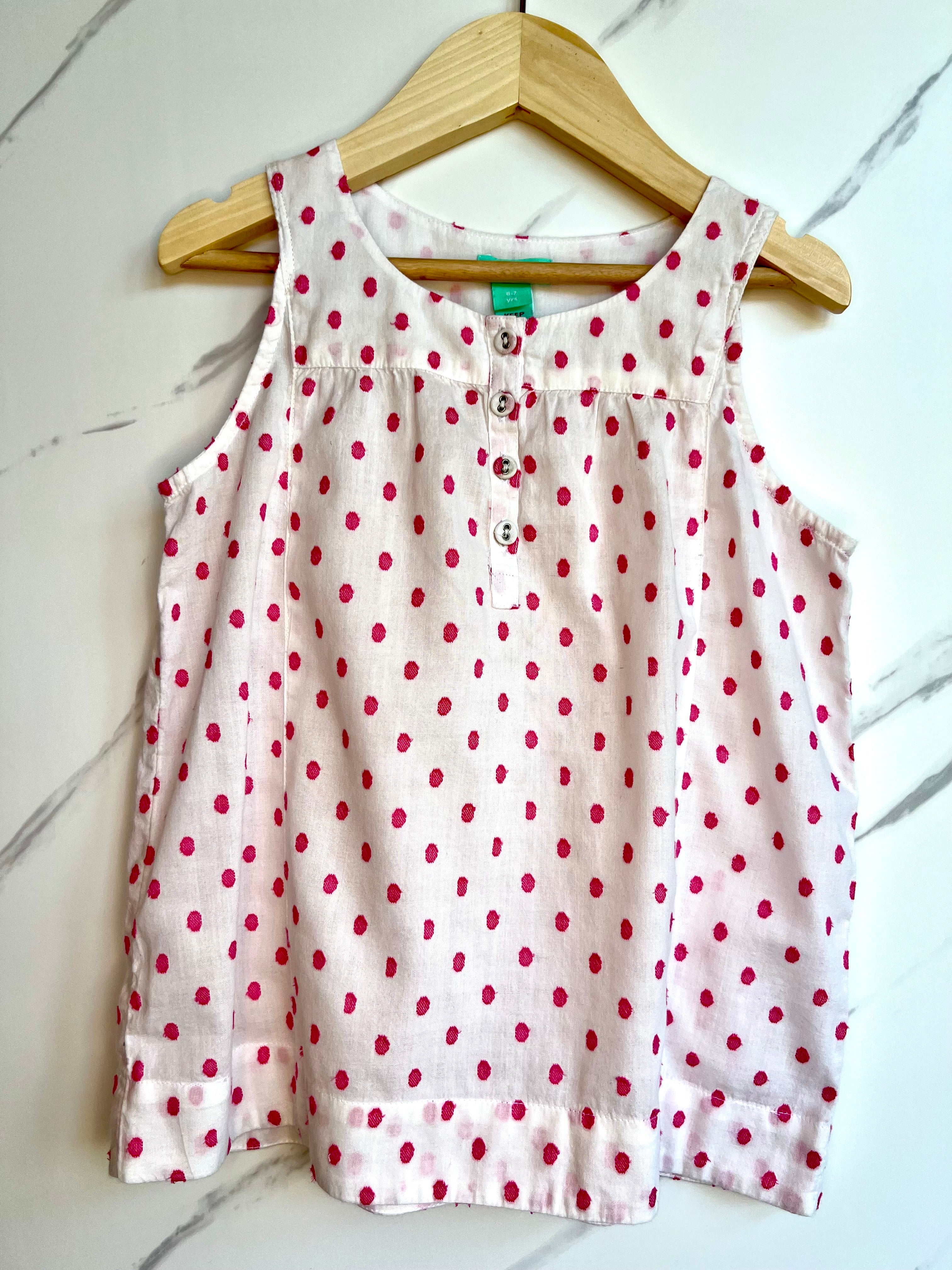 Monsoon White and Pink Vest Top Age 6-7 Years