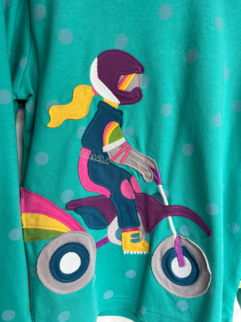 Frugi Green Biker Girl Long-Sleeved Top Age 7-8 Years