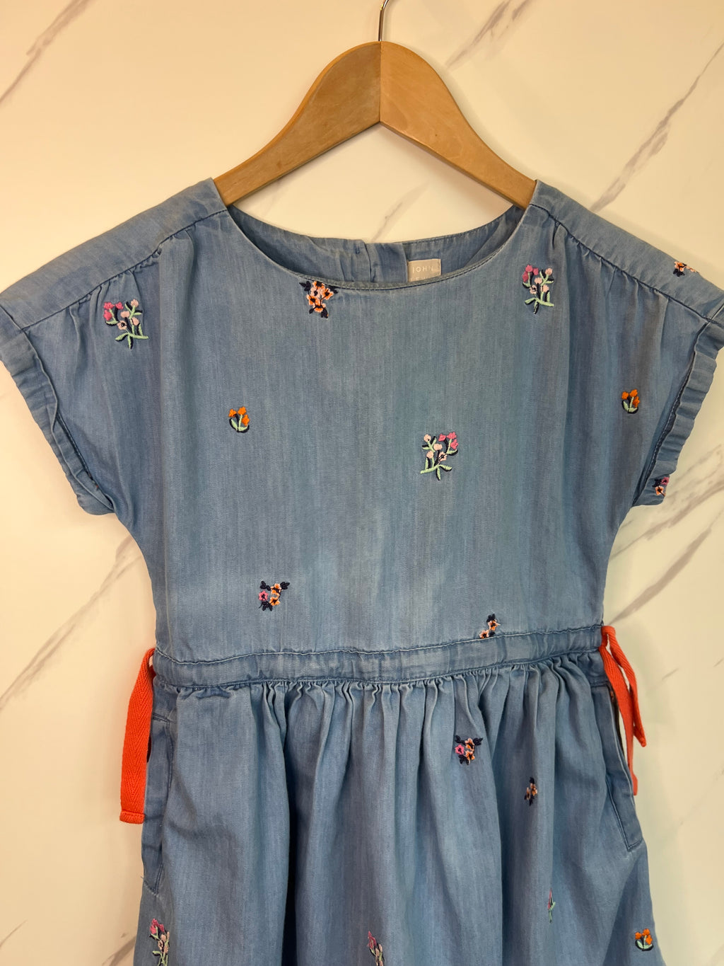 John Lewis Embroidered Chambray Dress Age 6-7 Years