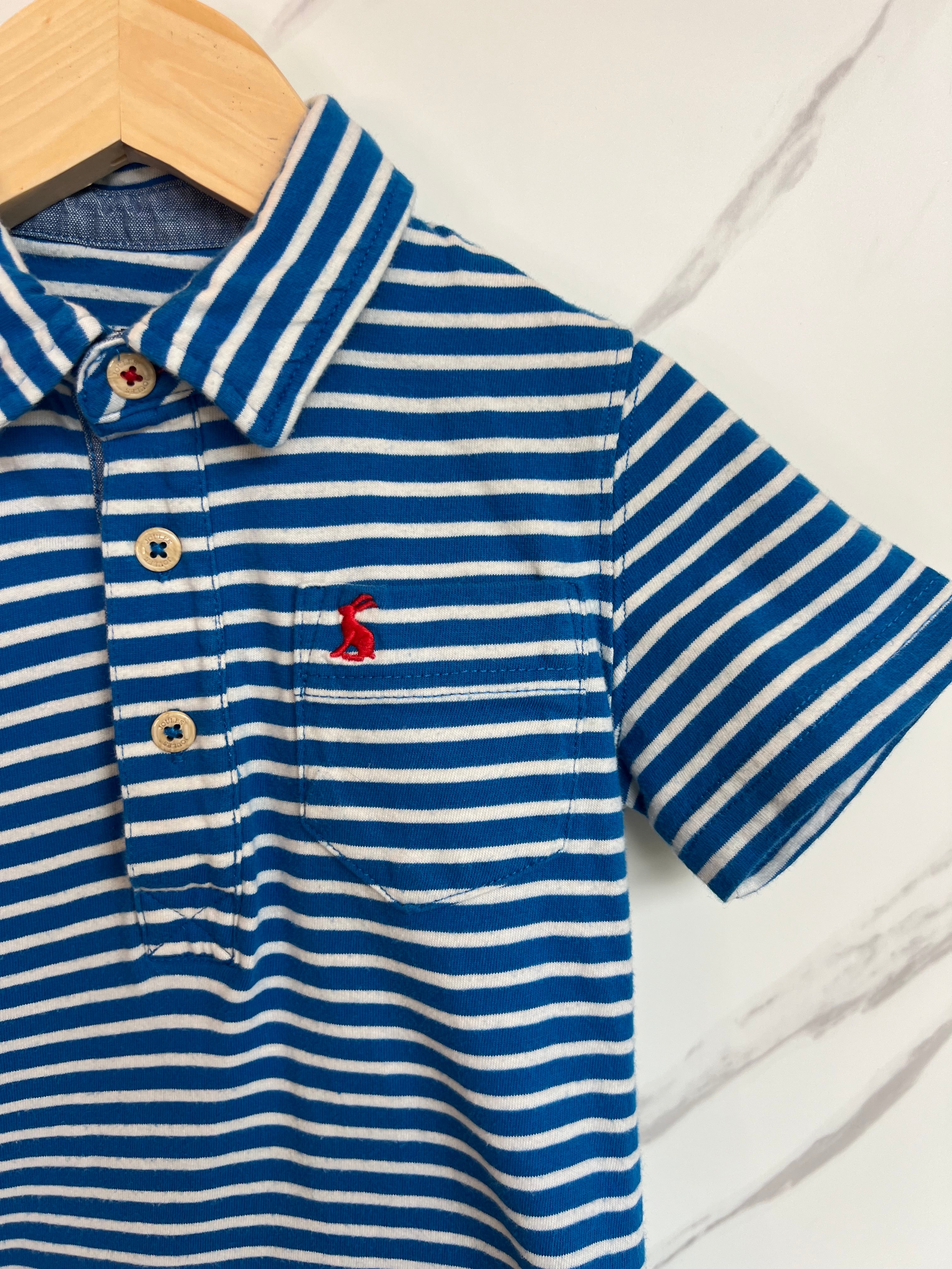 Joules Blue Striped Polo Shirt Age 5 Years