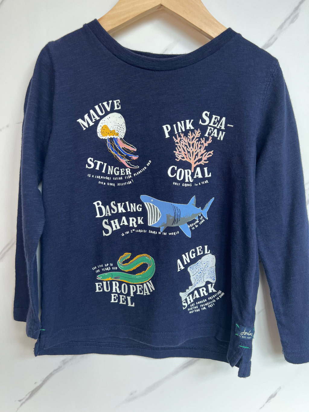 Joules Navy Sea Creatures Long-Sleeved Top Age 4-5 Years
