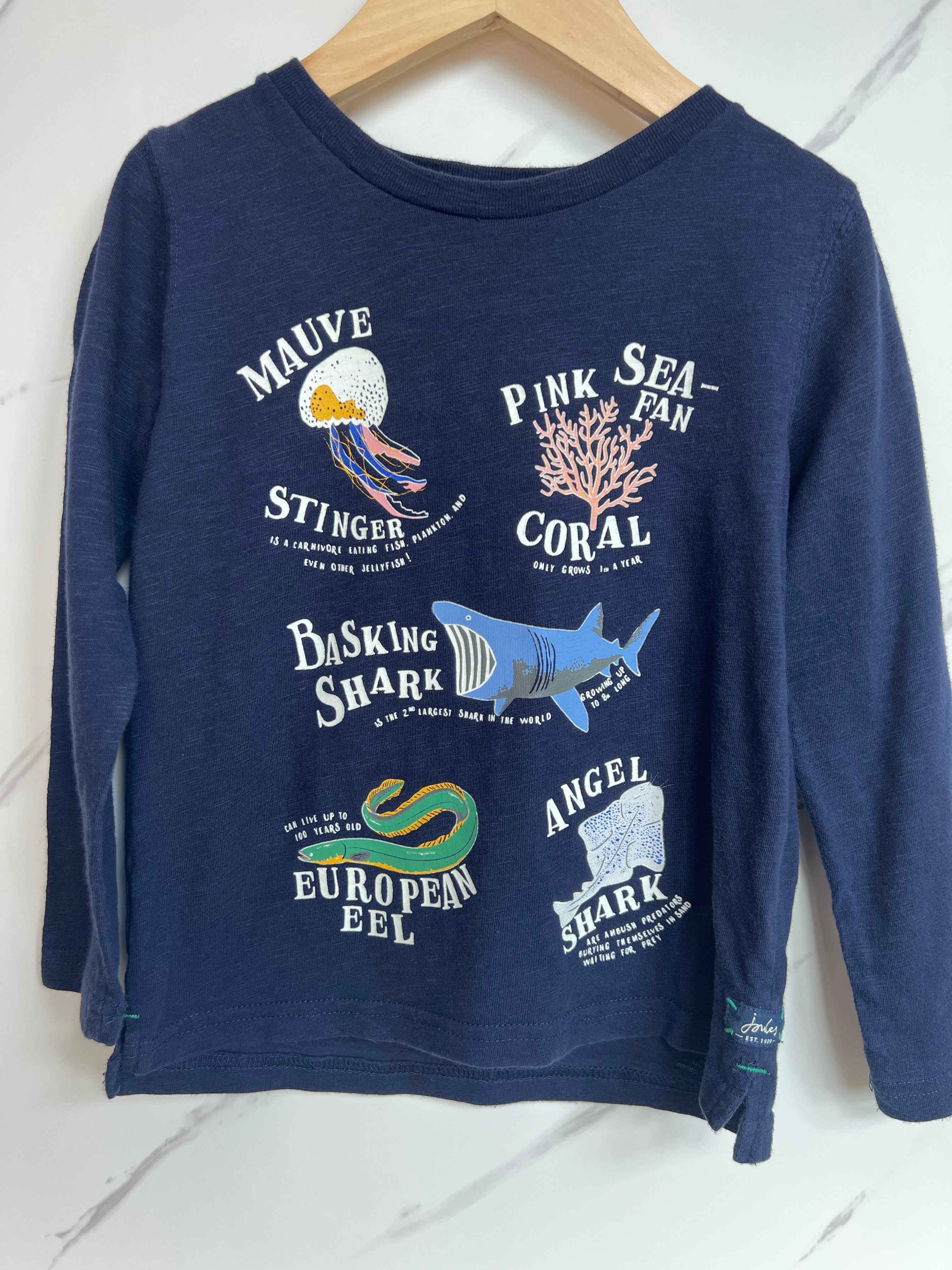 Joules Navy Sea Creatures Long-Sleeved Top Age 4-5 Years