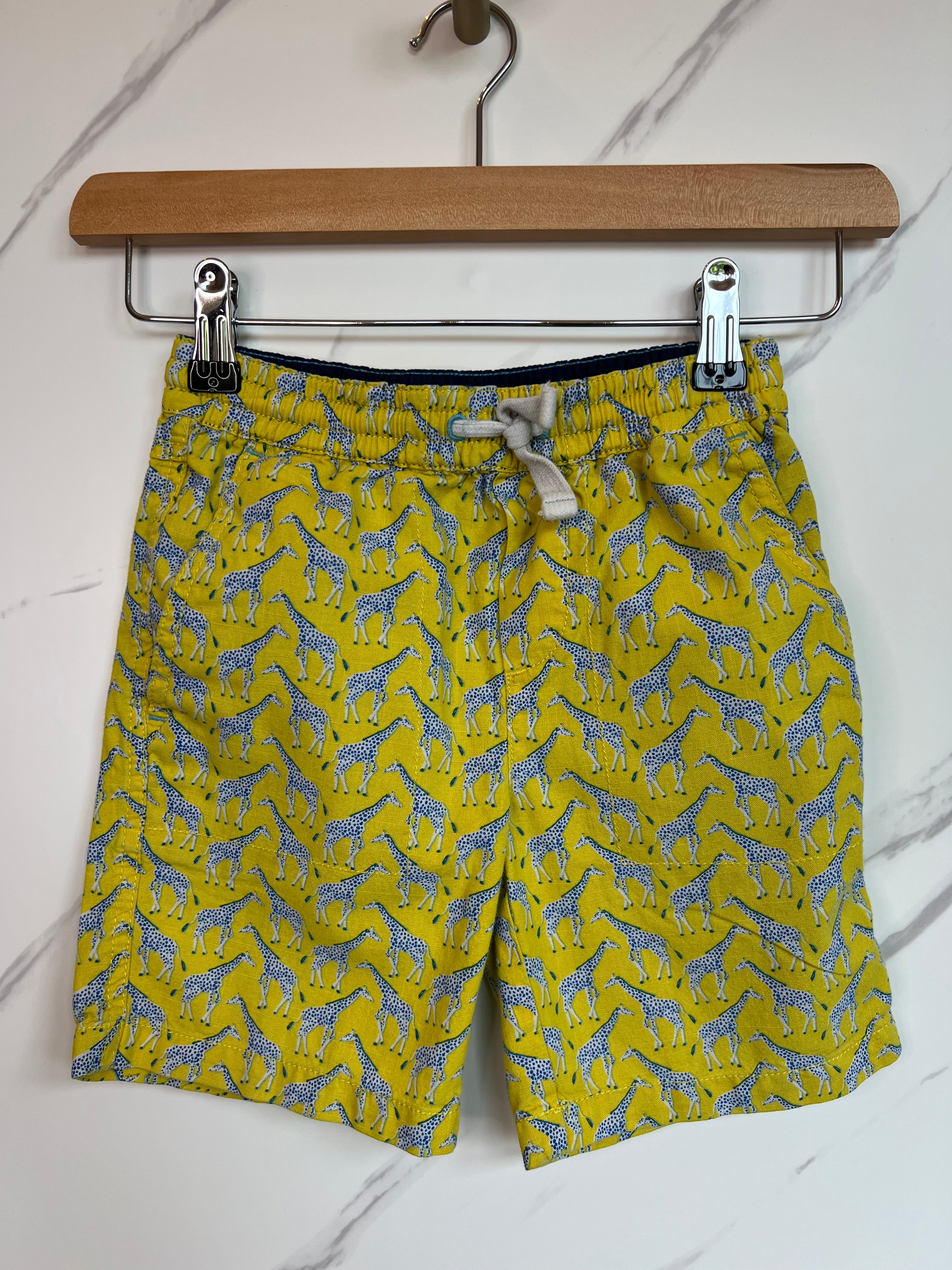 Boden Yellow Giraffe Design Shorts Age 6 Years