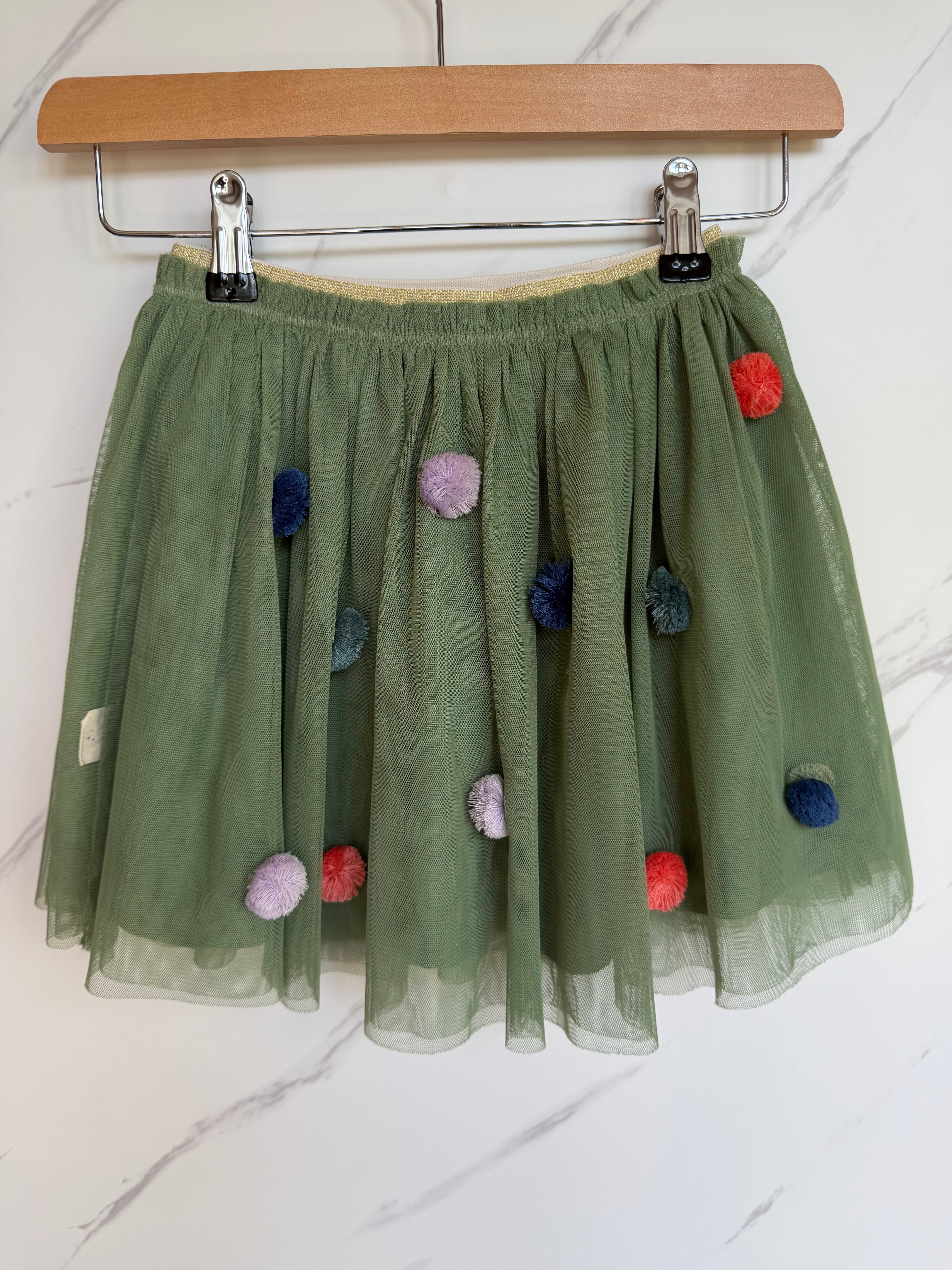 White Stuff Green Pom Pom Skirt Age 5-6 Years