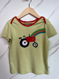 Frugi Green Striped Tractor T-Shirt Age 4-5 Years