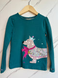 John Lewis Teal Party Dog Long-sleeved top Age 5-6 Years