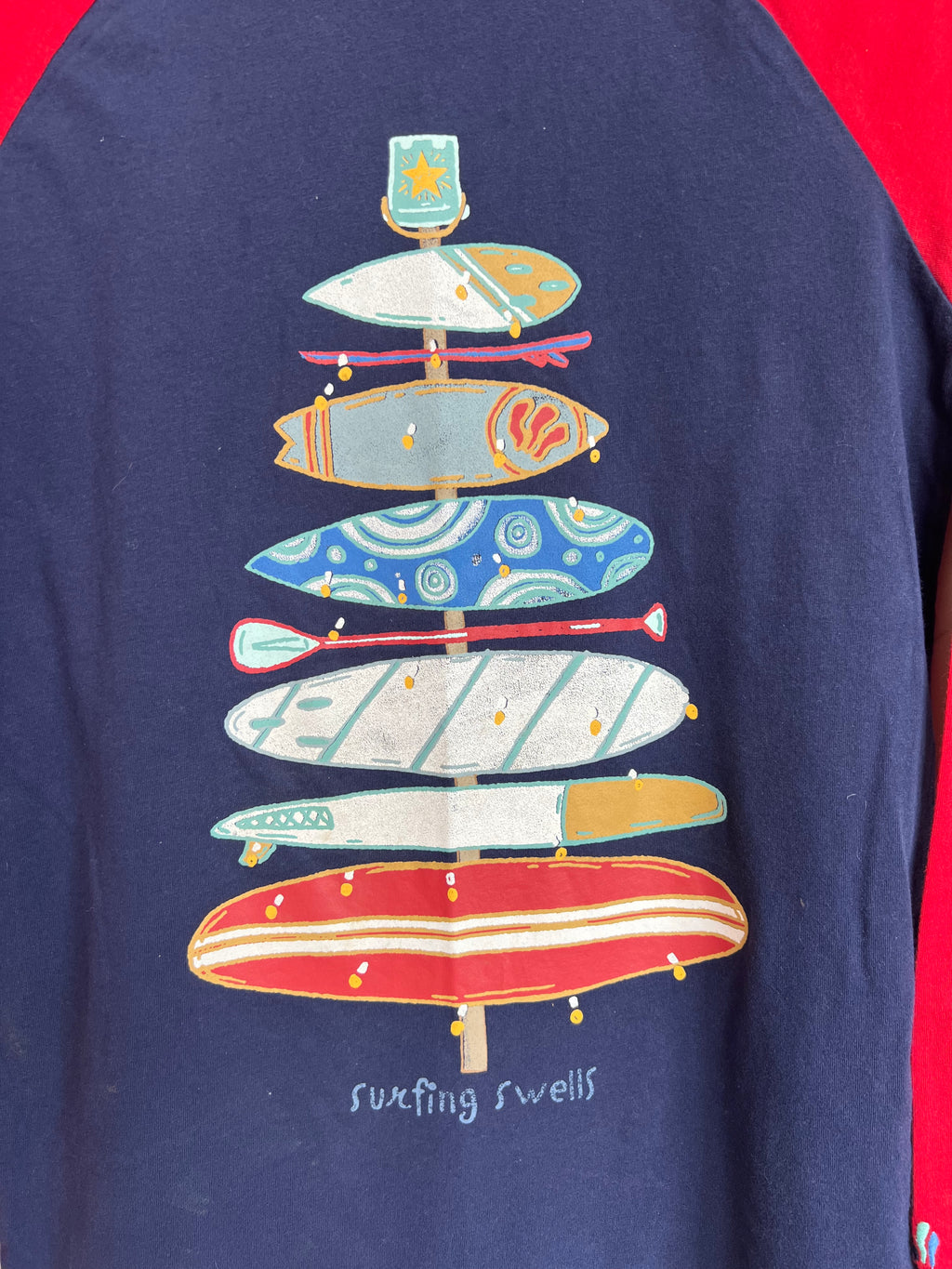 FatFace Navy & Red Surf Board Long-Sleeved Top Age 12-13 Years