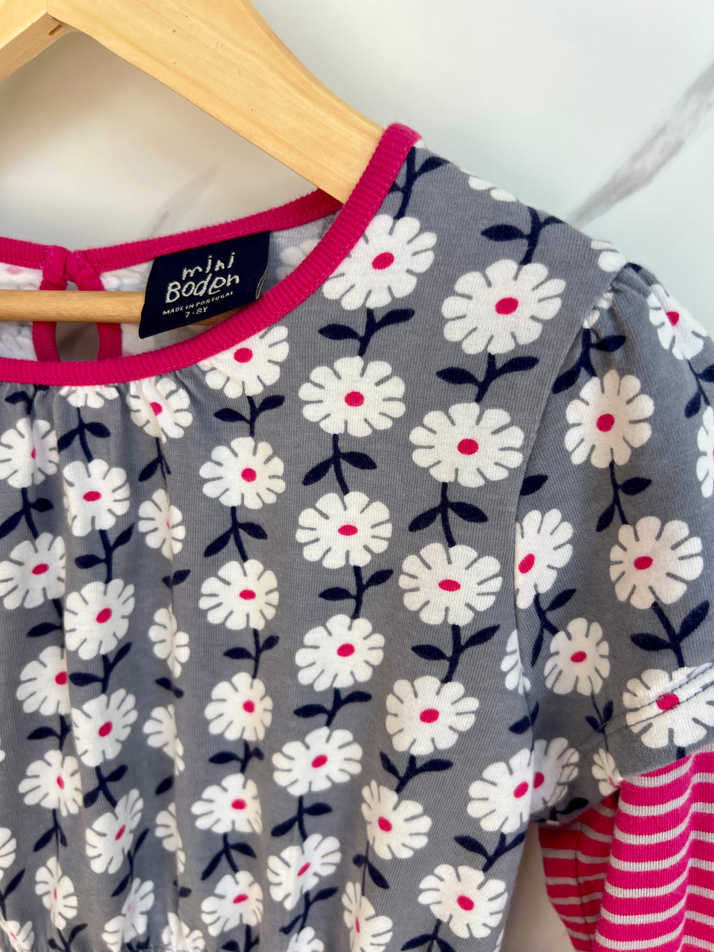 Boden Pink & Grey Daisy Dress Age 7-8 Years