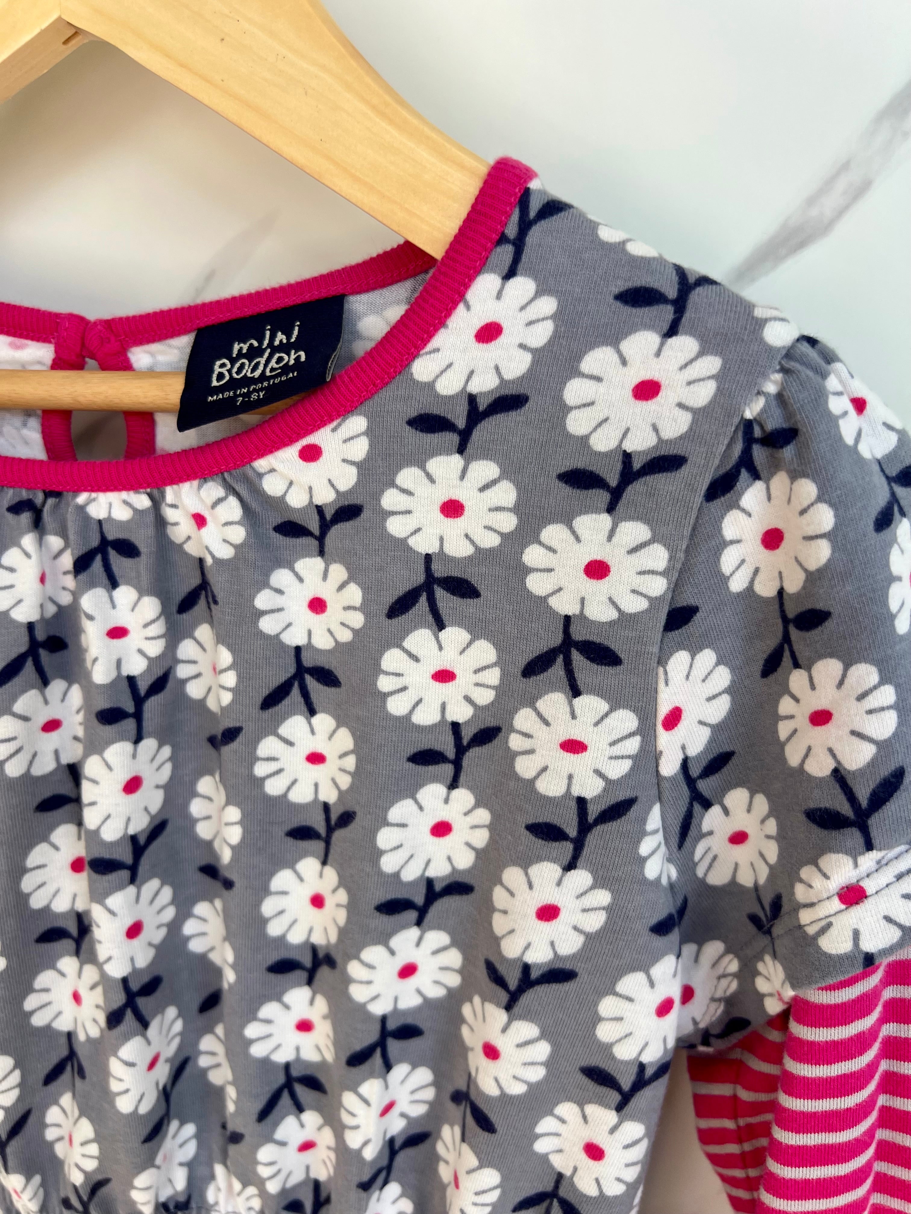 Boden Pink & Grey Daisy Dress Age 7-8 Years