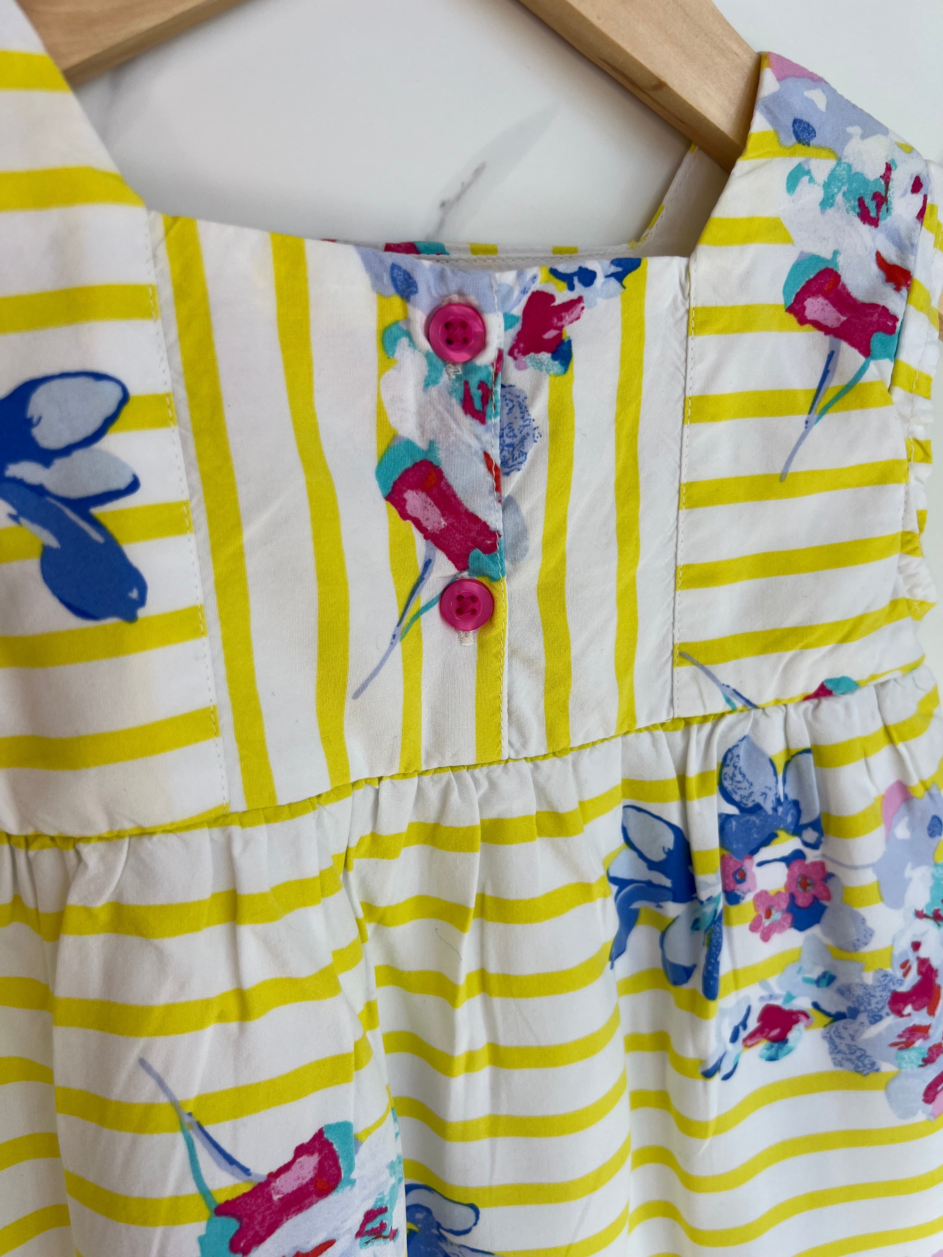 Joules Yellow Striped Floral Floaty Vest Age 3 Years