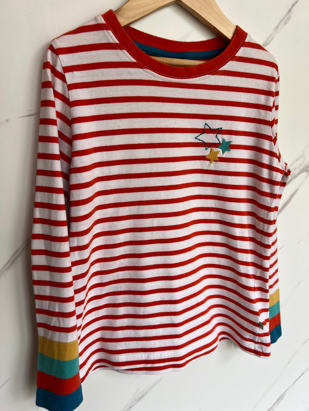 Frugi Rainbow Striped Long-Sleeved Top Age 8-9 Years