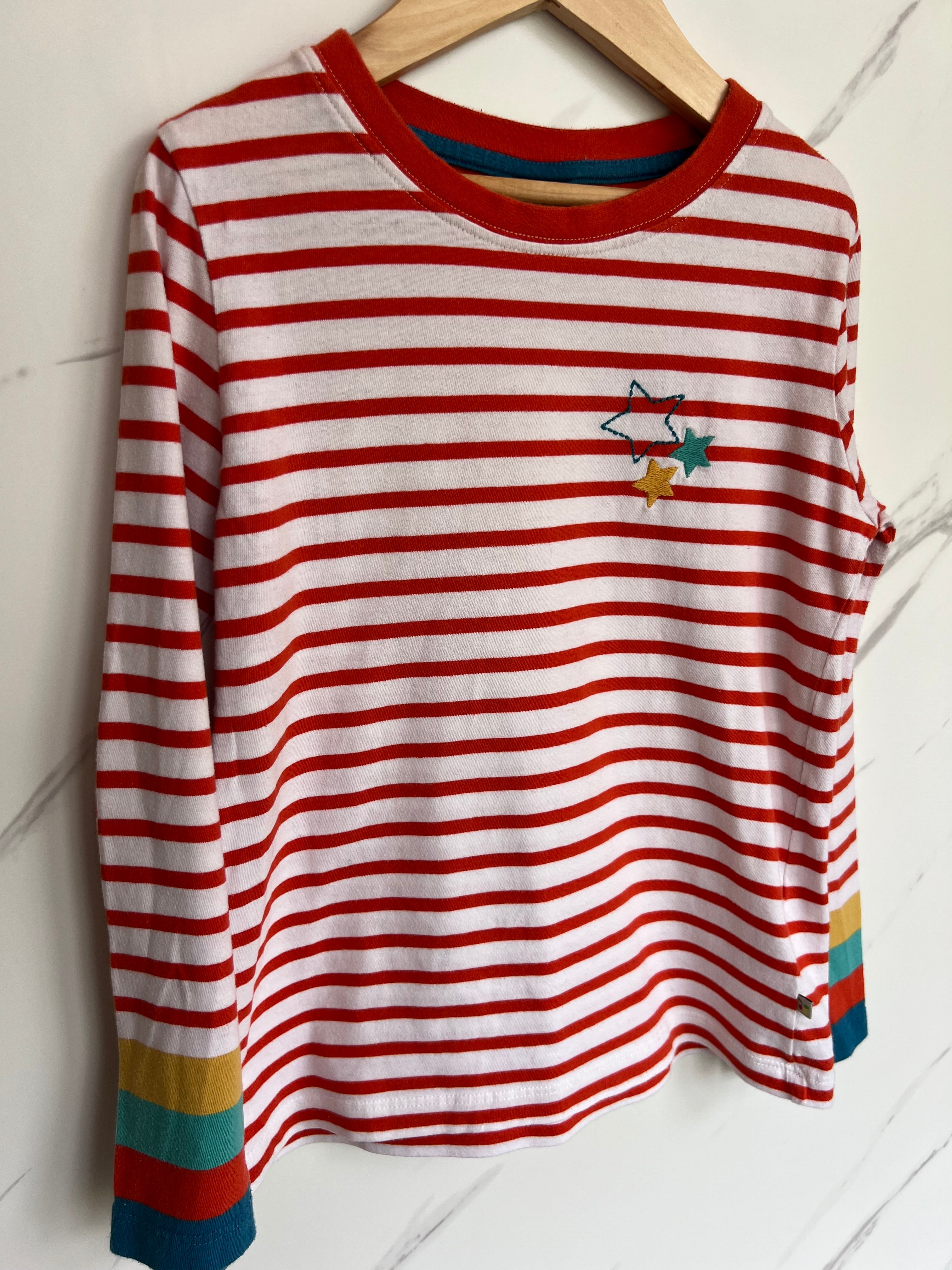 Frugi Rainbow Striped Long-Sleeved Top Age 8-9 Years