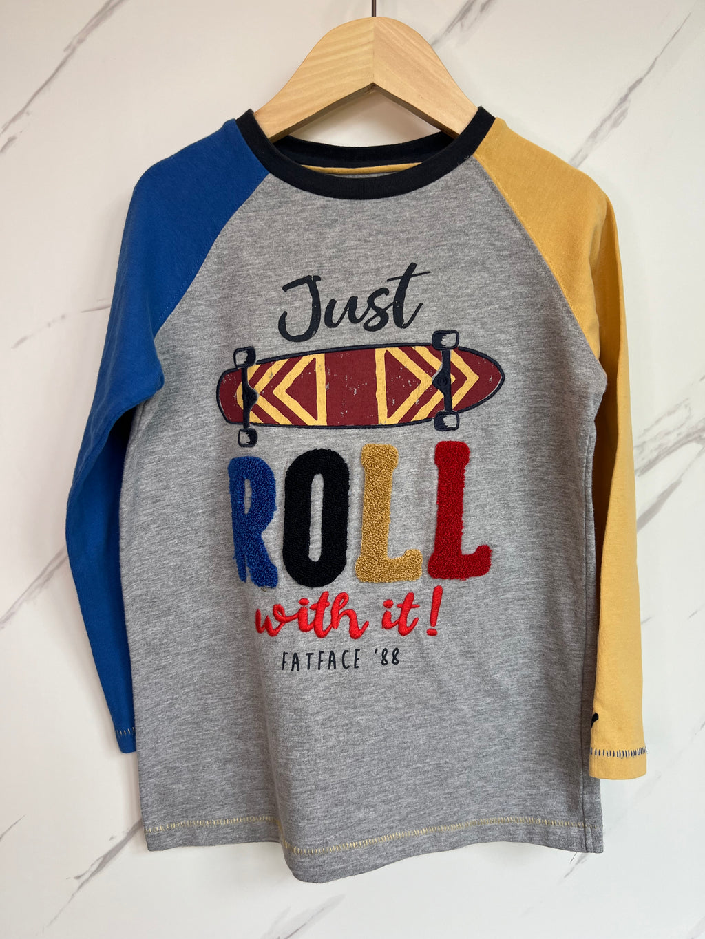 Fatface Grey "Just Roll" Long-Sleeved Top Age 6-7 Years