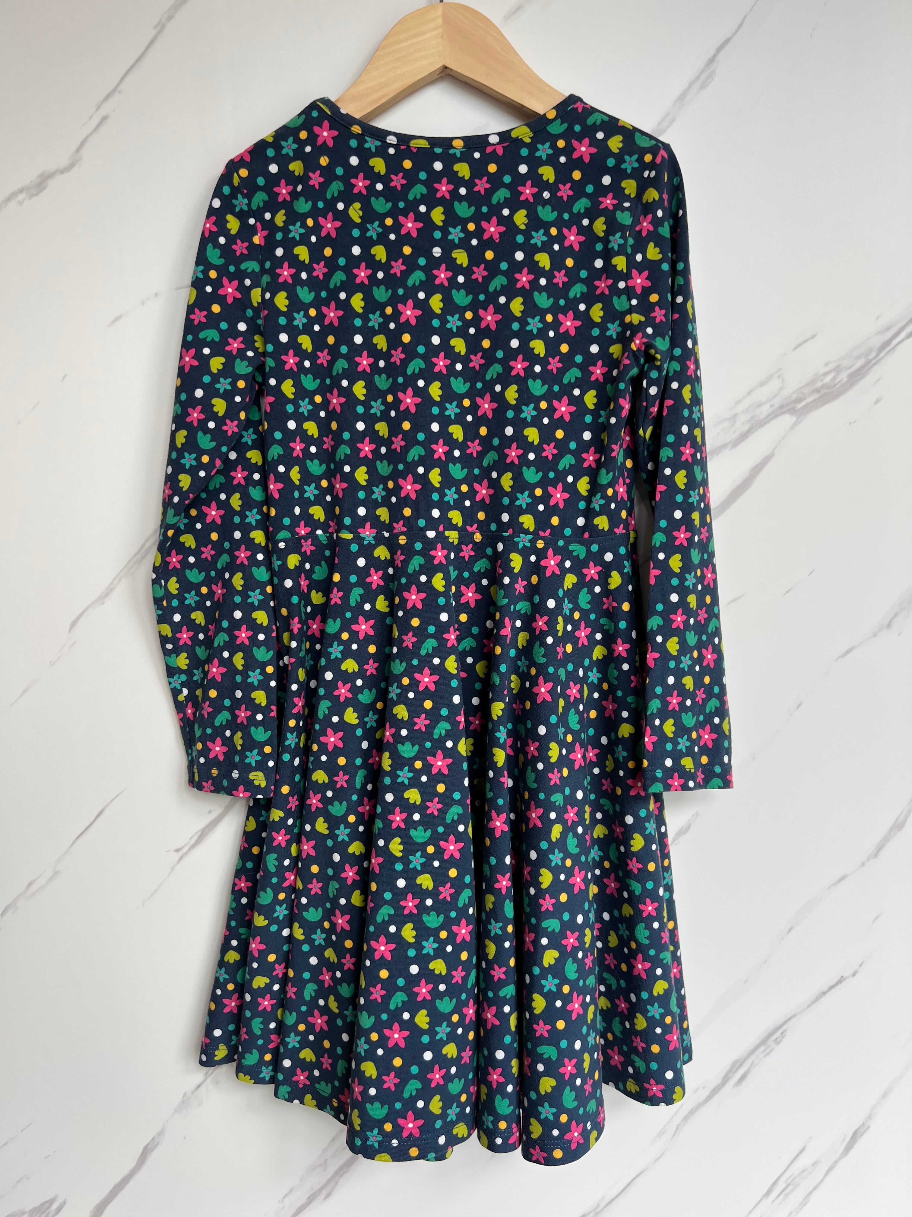 Frugi Navy Floral Skater Dress Age 6-7 Years