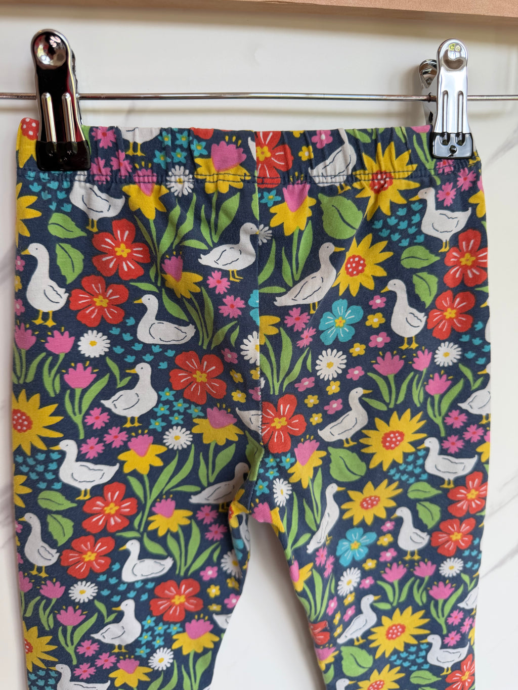 Frugi Navy Floral Duck Leggings Age 2-3 Years
