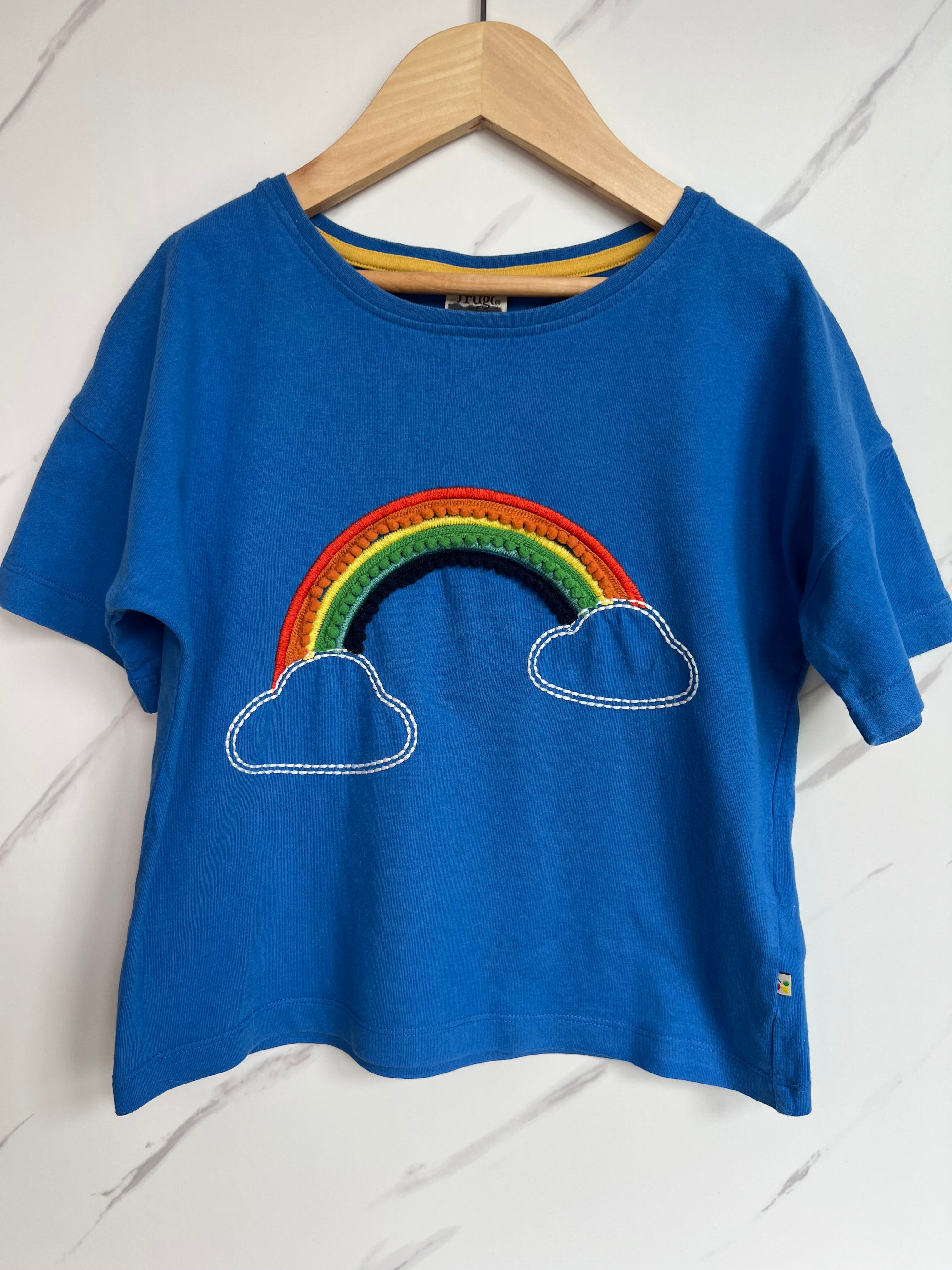 Frugi Blue Rainbow T-Shirt Age 7-8 Years