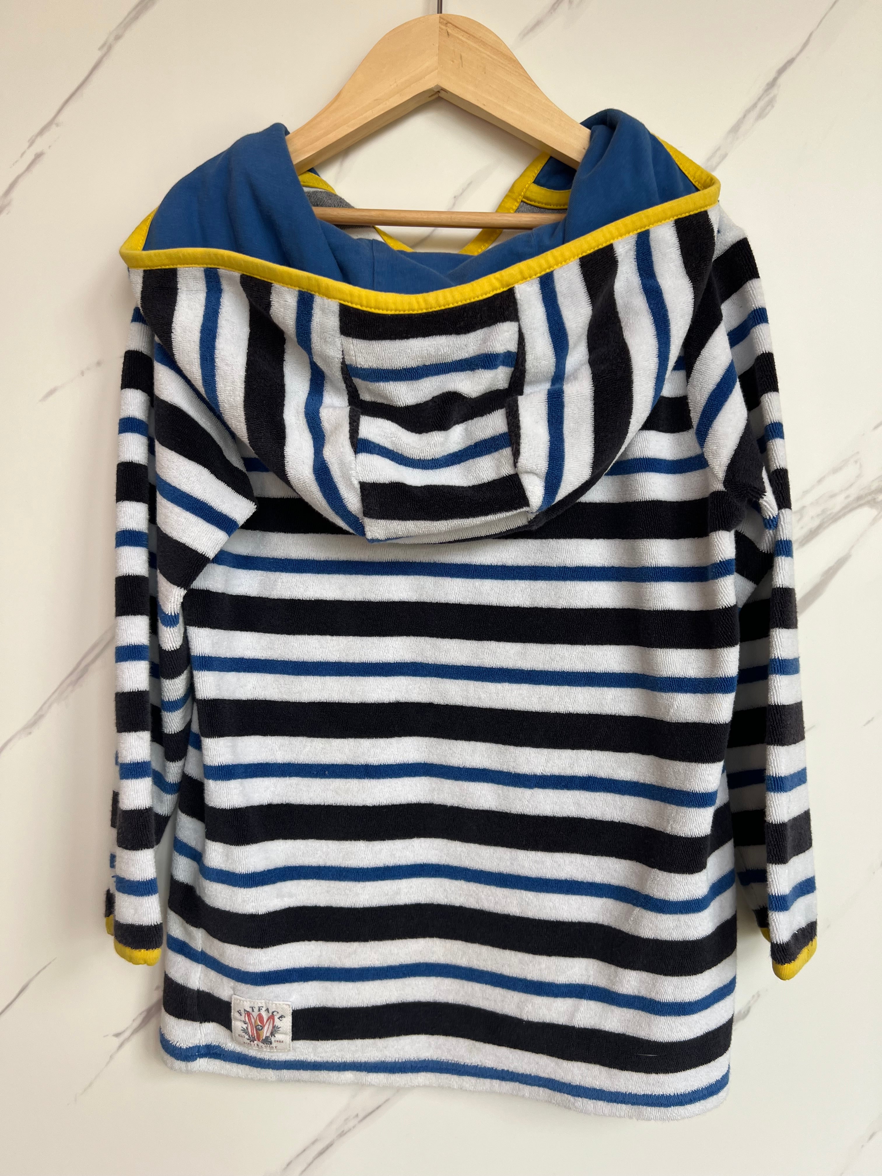 FatFace Striped Hooded Towelling Swim Robe Age 5-6 Years