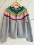 Frugi Grey Cardigan with Rainbow Stripes Age 6-7 Years