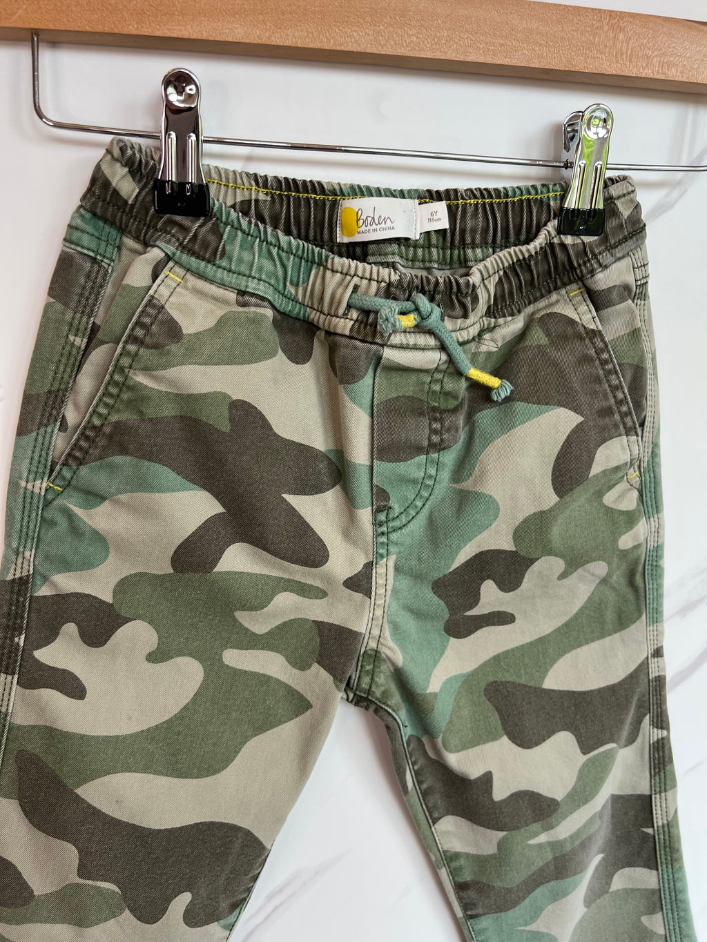 Boden Green Camouflage Trousers Age 6 Years
