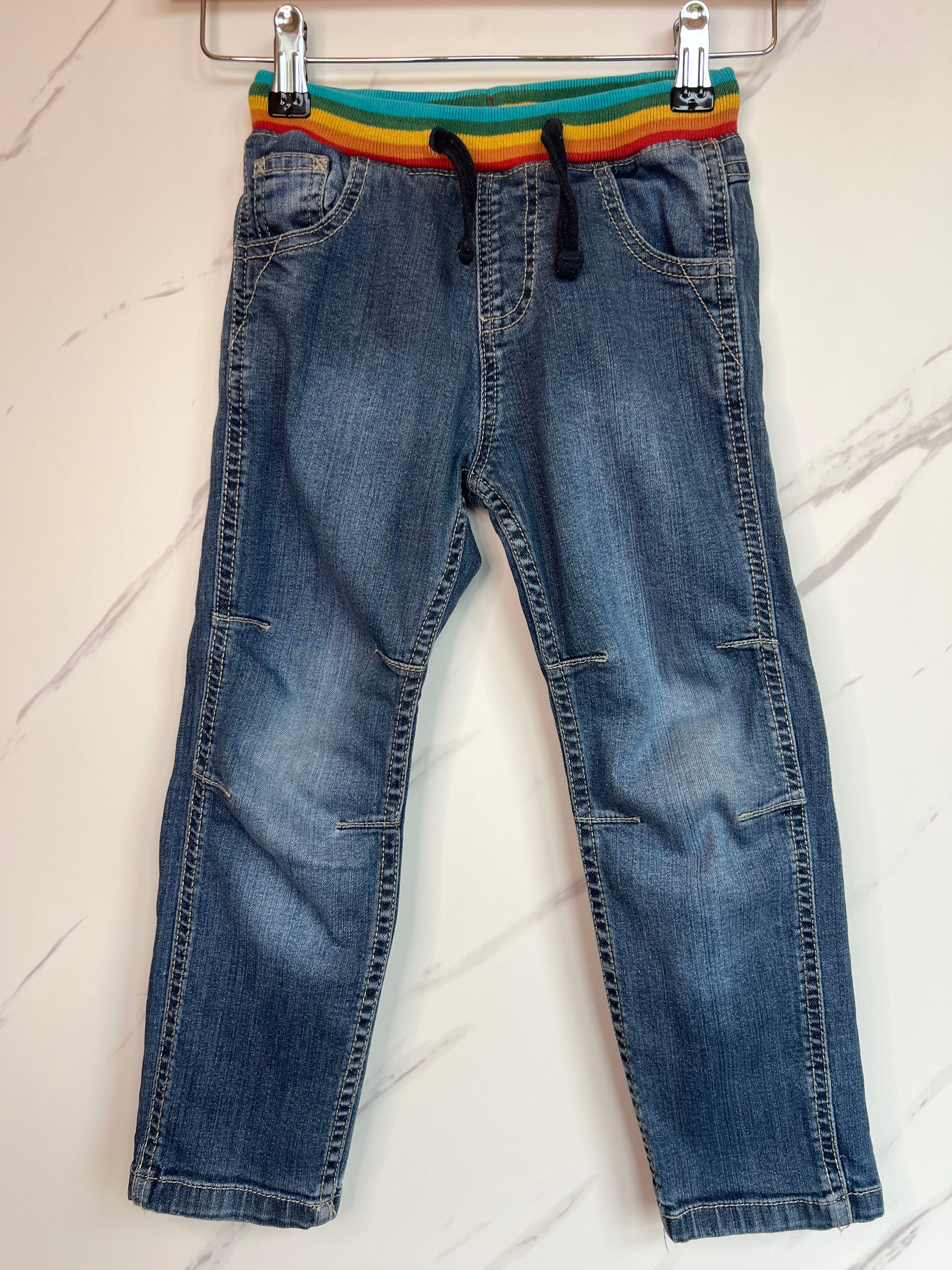 Frugi Jeans With Rainbow Band Age 4-5 Years