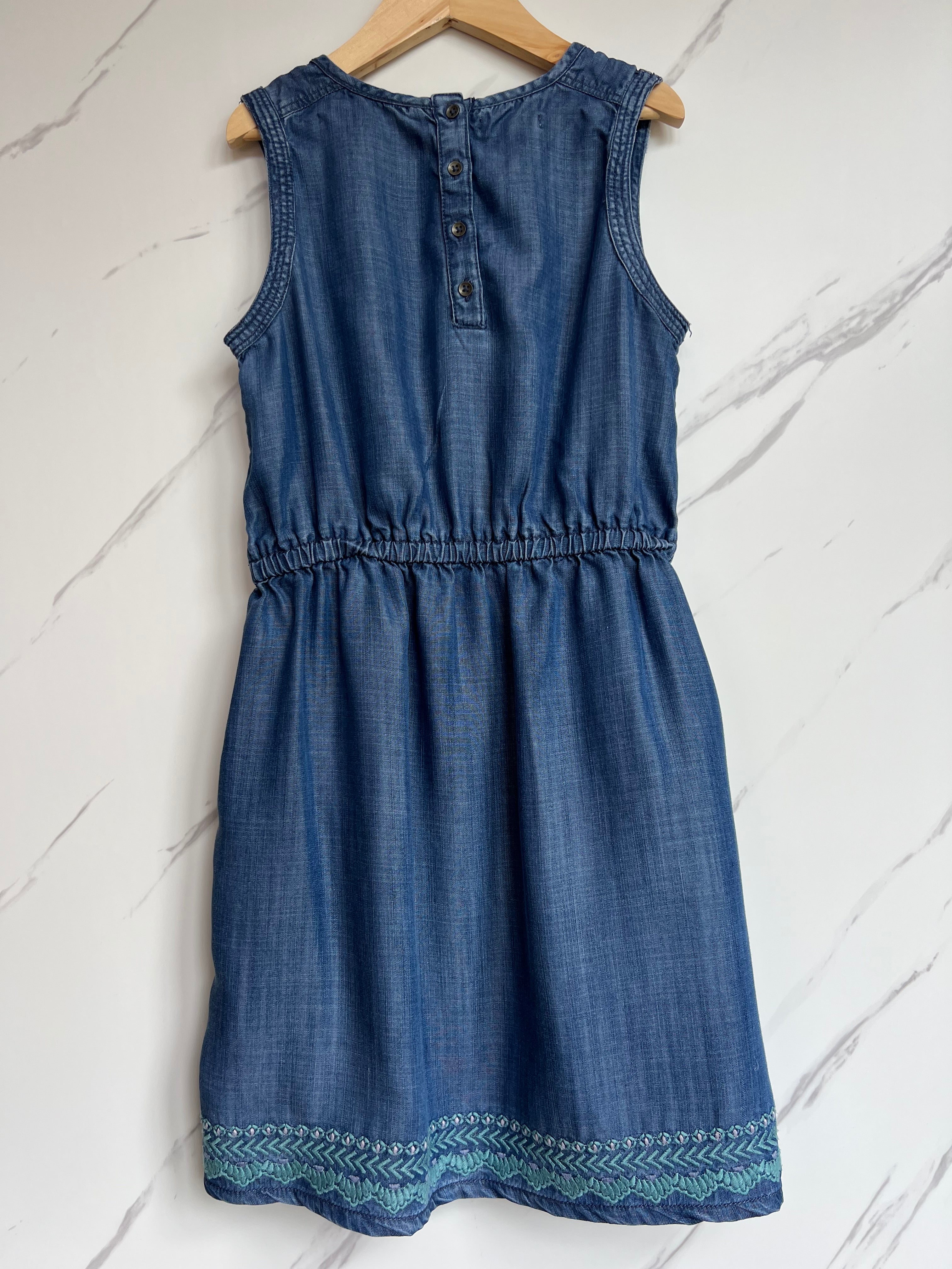 Fatface Denim Dress with Turquoise Embroidery Age 10-11 Years