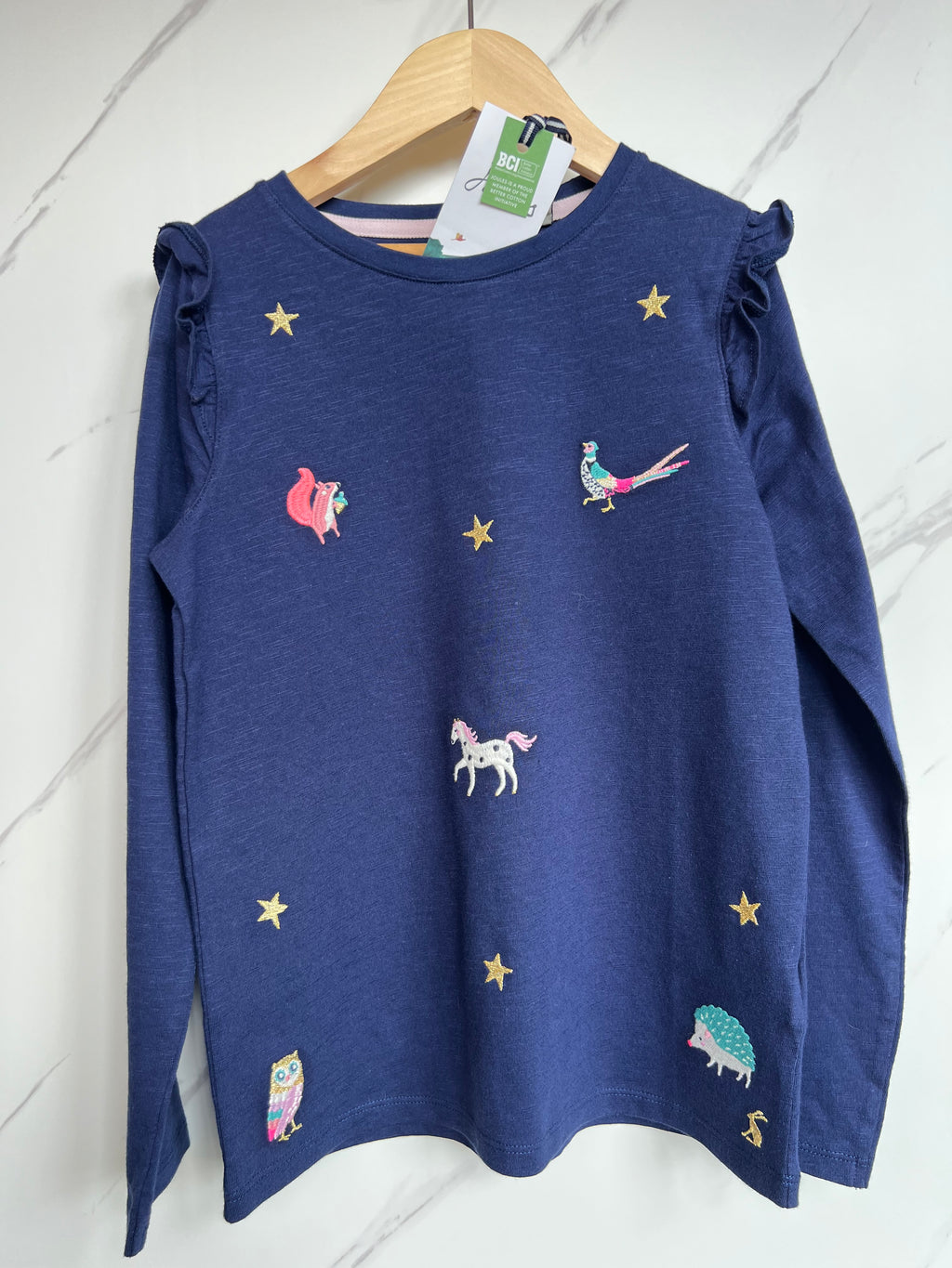 Joules Navy Night Animals Long-Sleeved Top Age 9-10 Years