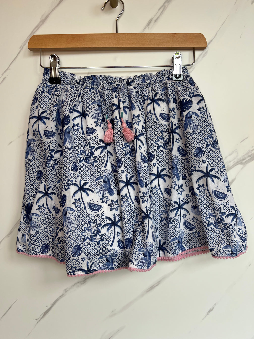 Fatface Navy & White Tropical Print Skirt Age 8-9 Years