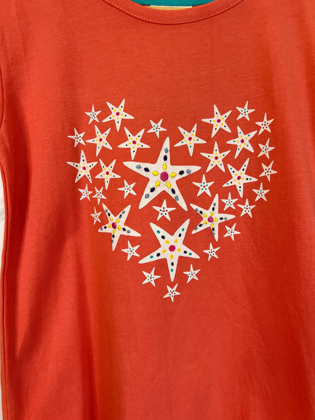 Piccalilly Coral Starfish Heart T-Shirt Age 4-5 Years
