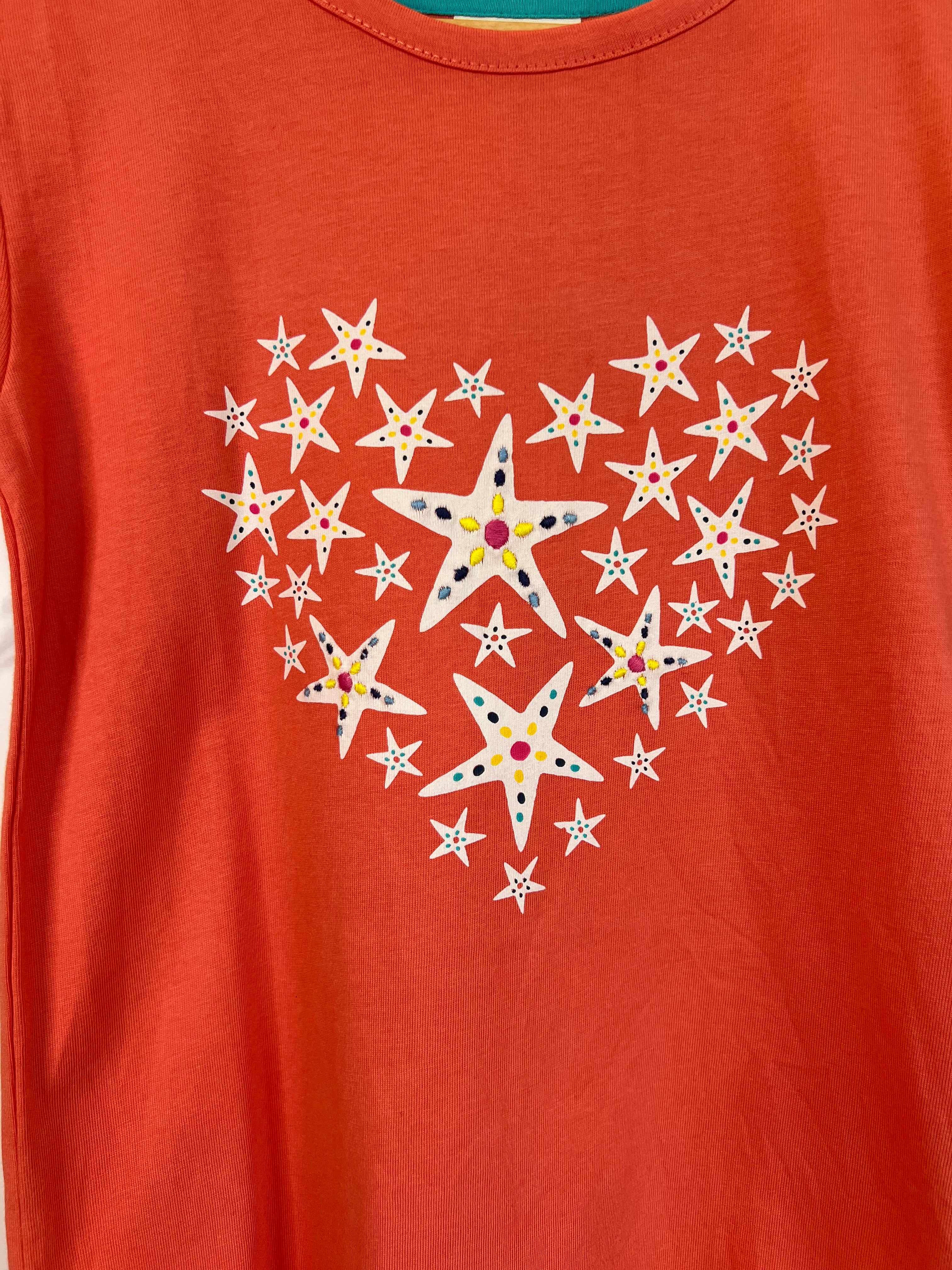 Piccalilly Coral Starfish Heart T-Shirt Age 4-5 Years