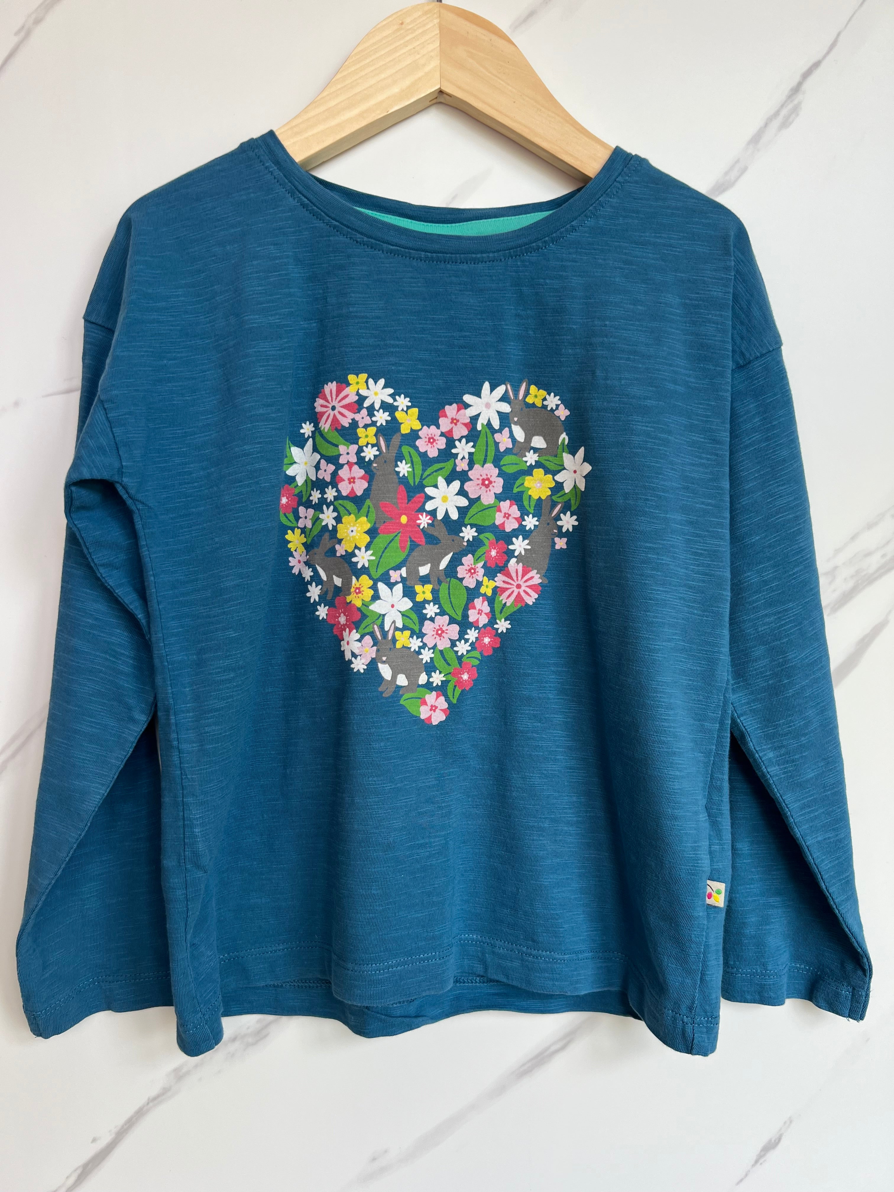 Frugi Floral Heart Long-Sleeved Top Age 6-7 Years