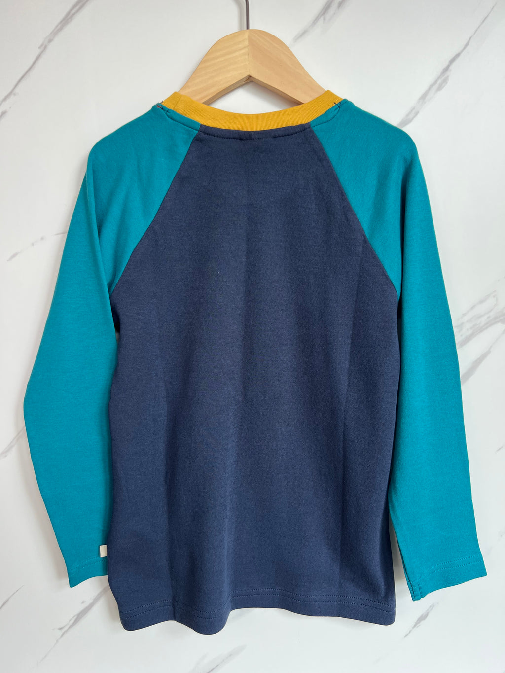 Frugi Navy & Teal Canoes Long Sleeved Top Age 6-7 Years