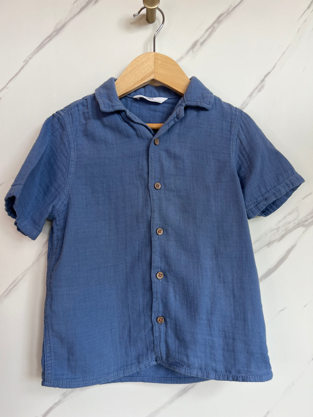 M&S Blue Muslin Shirt Age 4-5 Years
