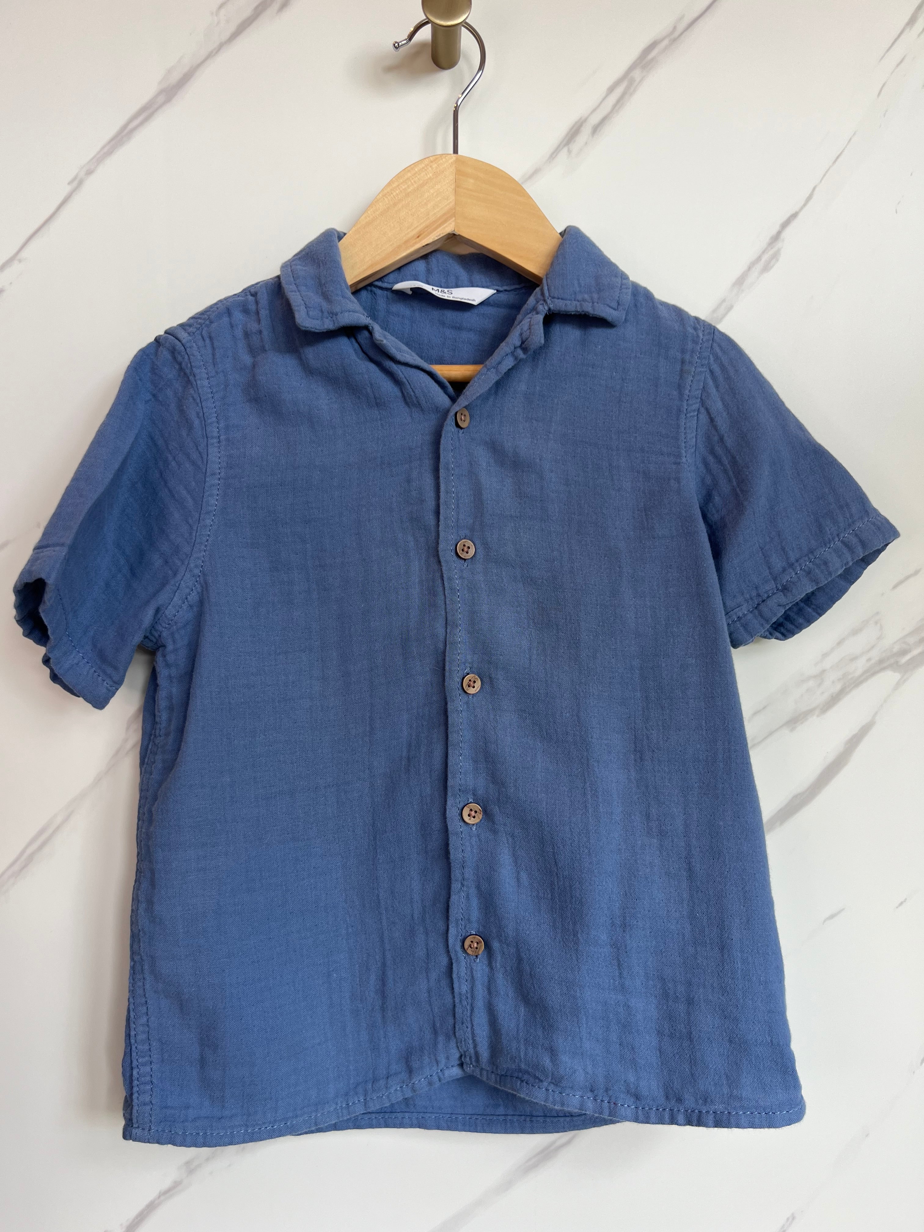 M&S Blue Muslin Shirt Age 4-5 Years