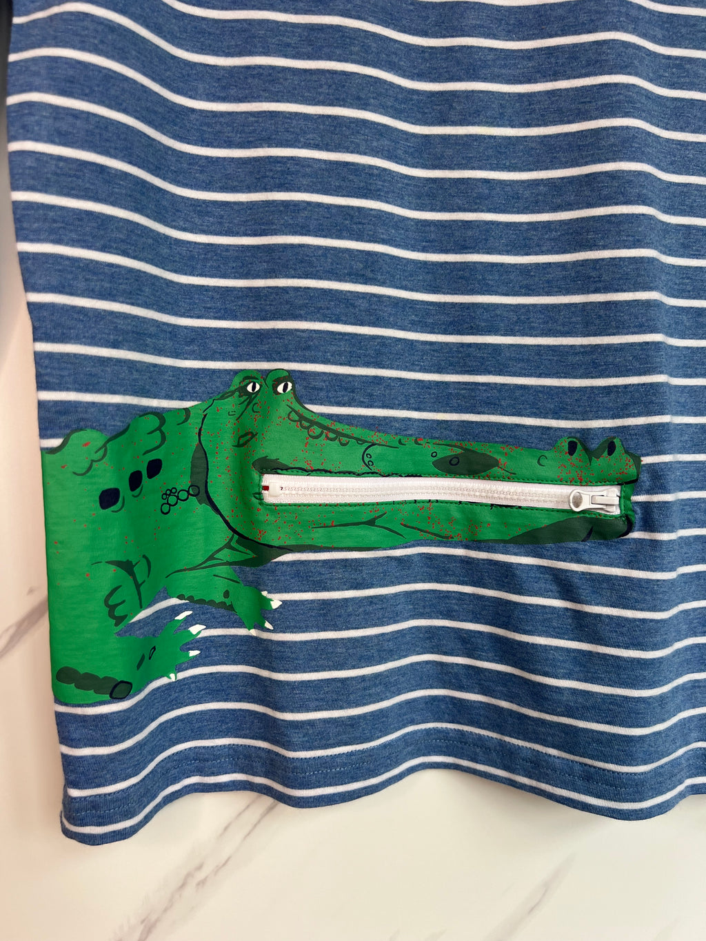 Joules Blue & White Striped Crocodile Long-Sleeved Top Age 9-10 Years