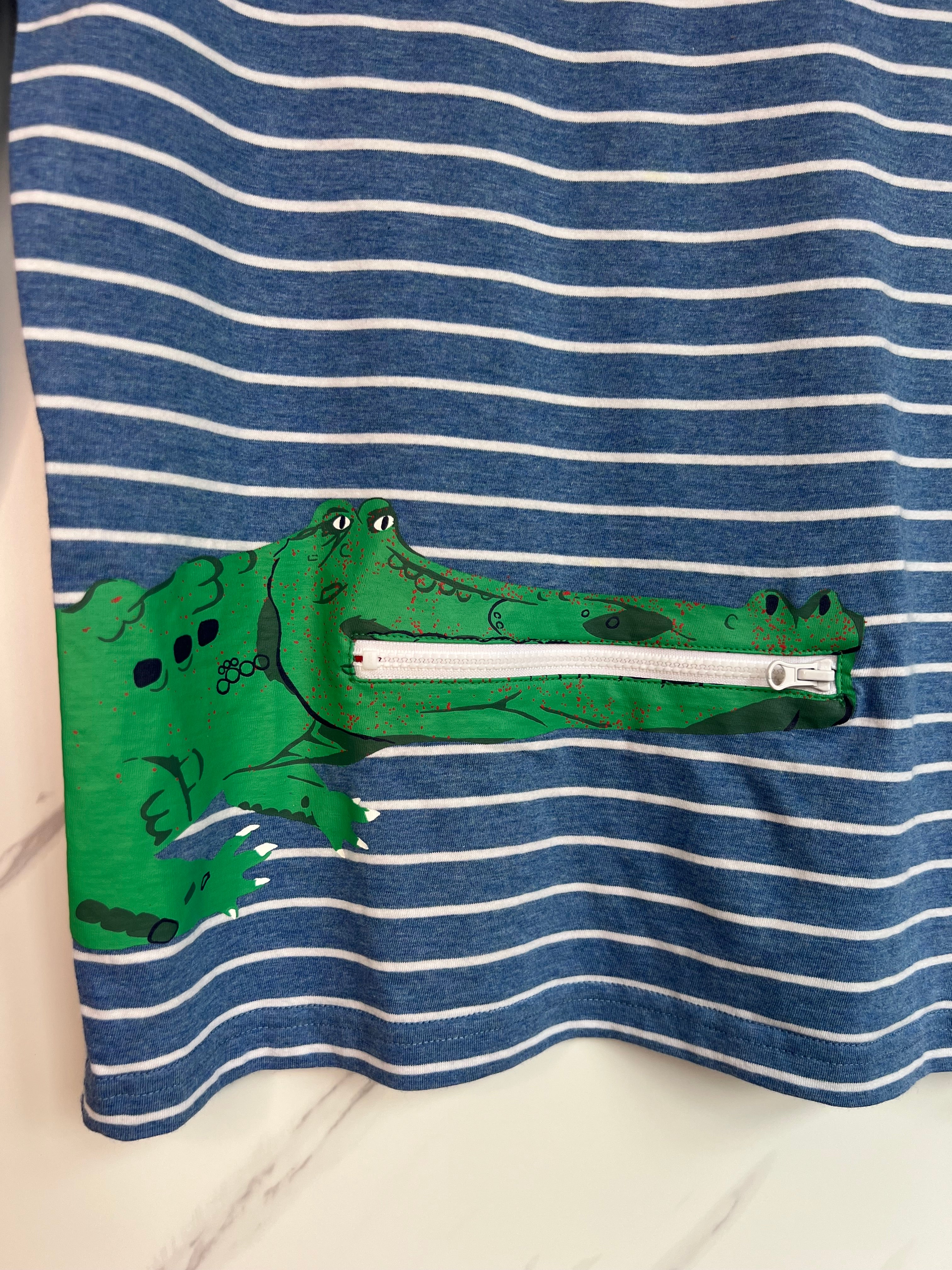 Joules Blue & White Striped Crocodile Long-Sleeved Top Age 9-10 Years