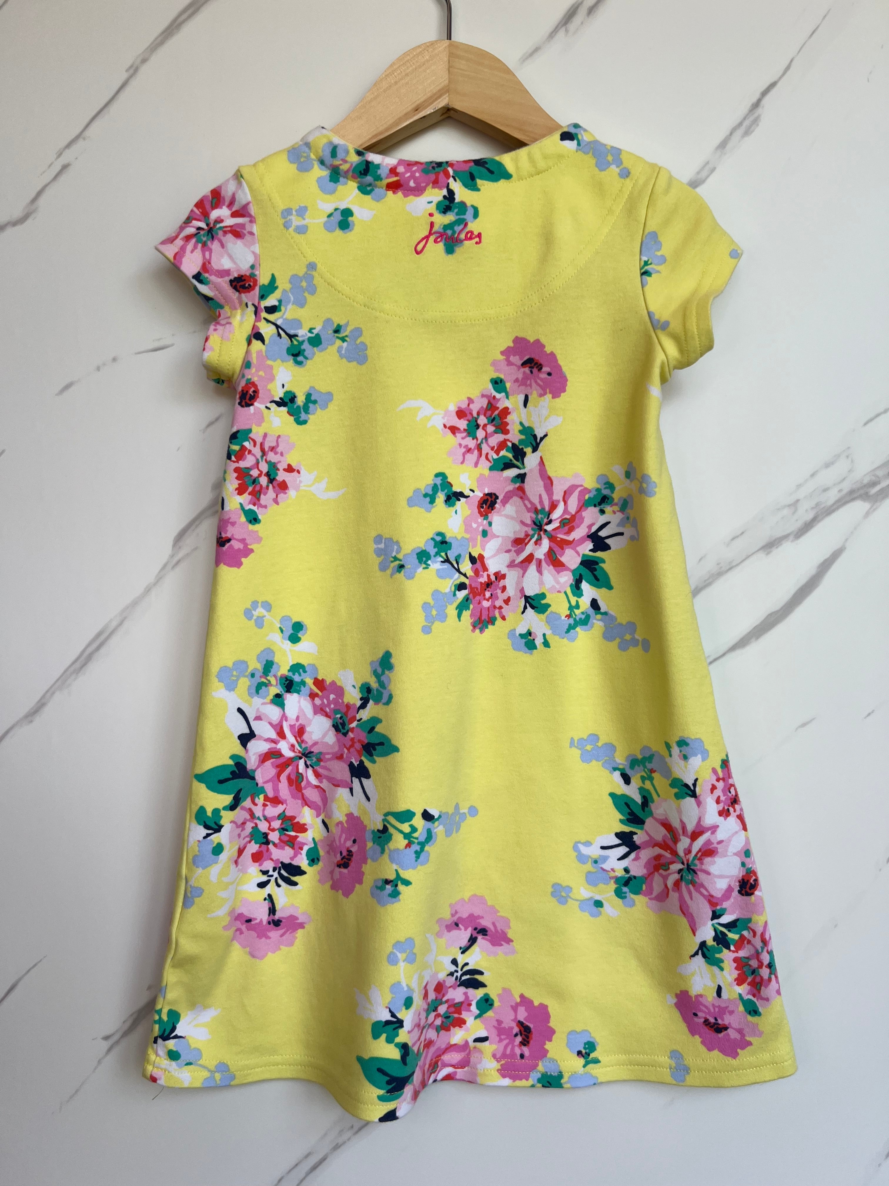 Joules Yellow Floral Jersey Dress Age 4 Years