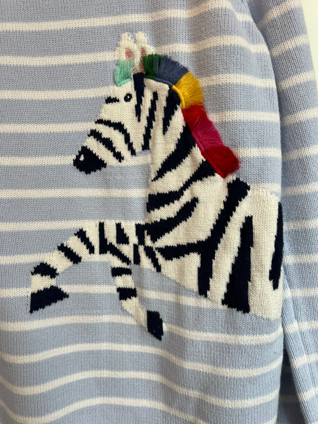 Joules Pale Blue Striped Zebra Jumper Age 10 Years