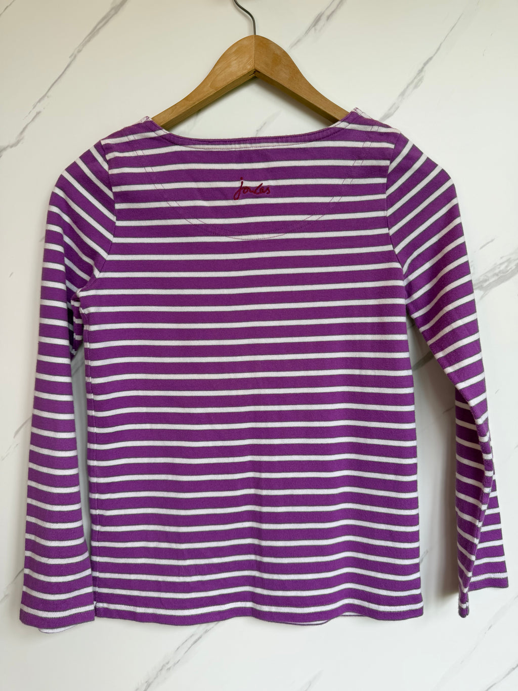 Joules Purple & White Breton Striped Long-Sleeved Top Age 11-12 Years