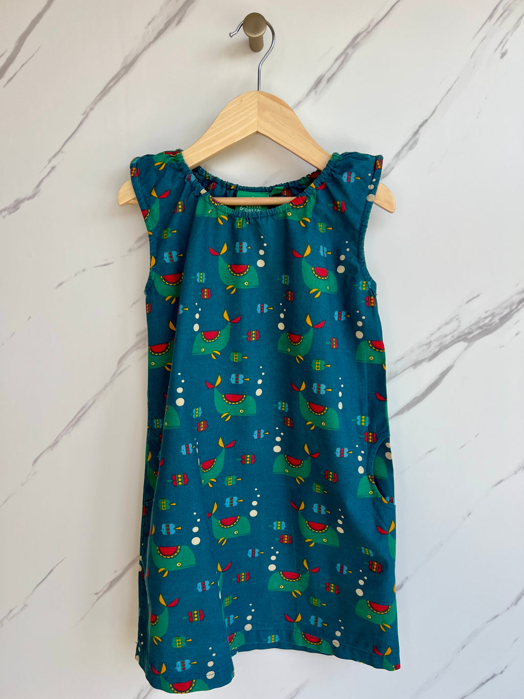 Little Green Radicals Blue Whale Tunic Dress Age 5-6 years