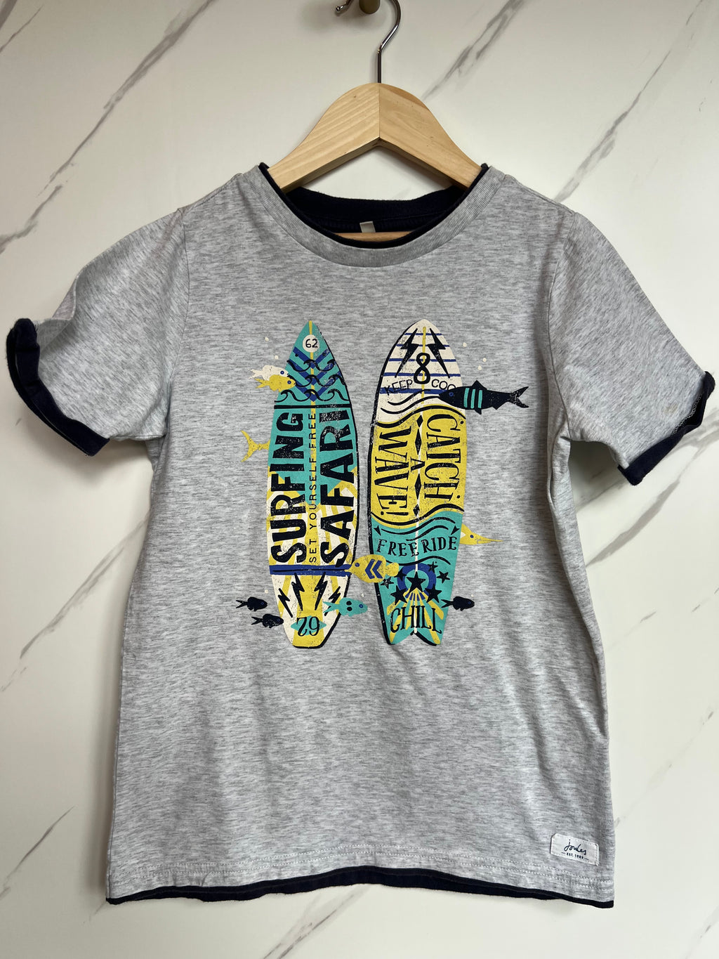 Joules Grey Surfing Safari T-Shirt Age 9-10 Years
