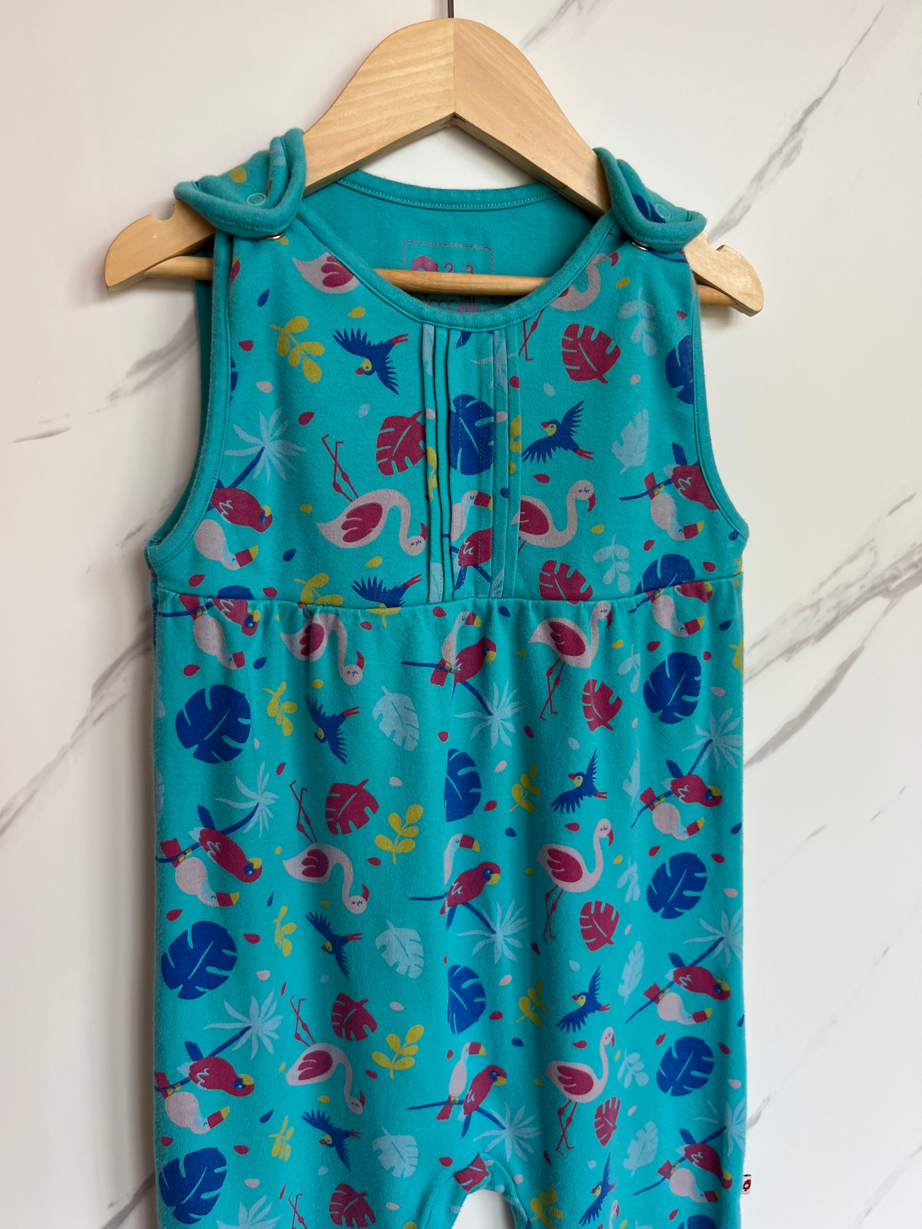 Piccalilly Turquoise Blue Bird Dungarees Age 2-3 Years